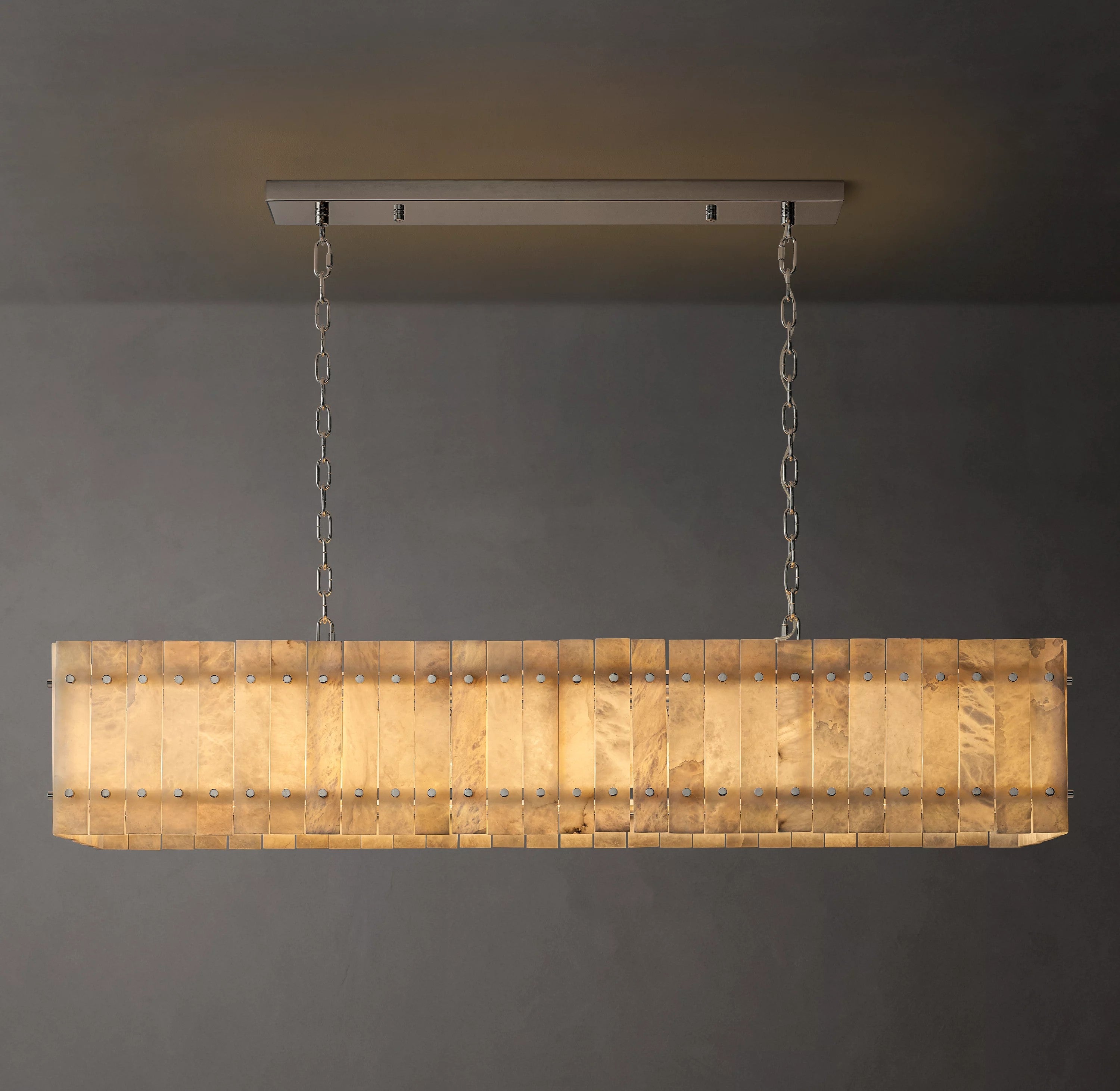 54 Inch Alabaster Rectangular Chandelier - San Marco