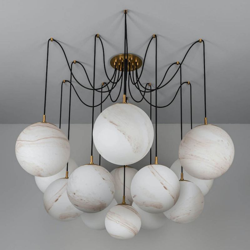 62 Inch Alabaster Globe Spider Chandelier - Cirque