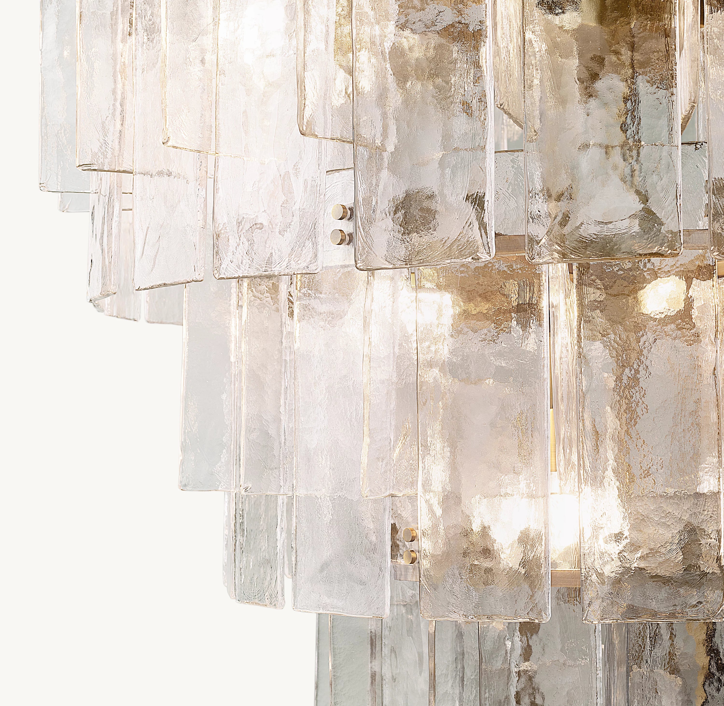 46 Inch Clear Hammered Glass Tiered Chandelier - Lattice