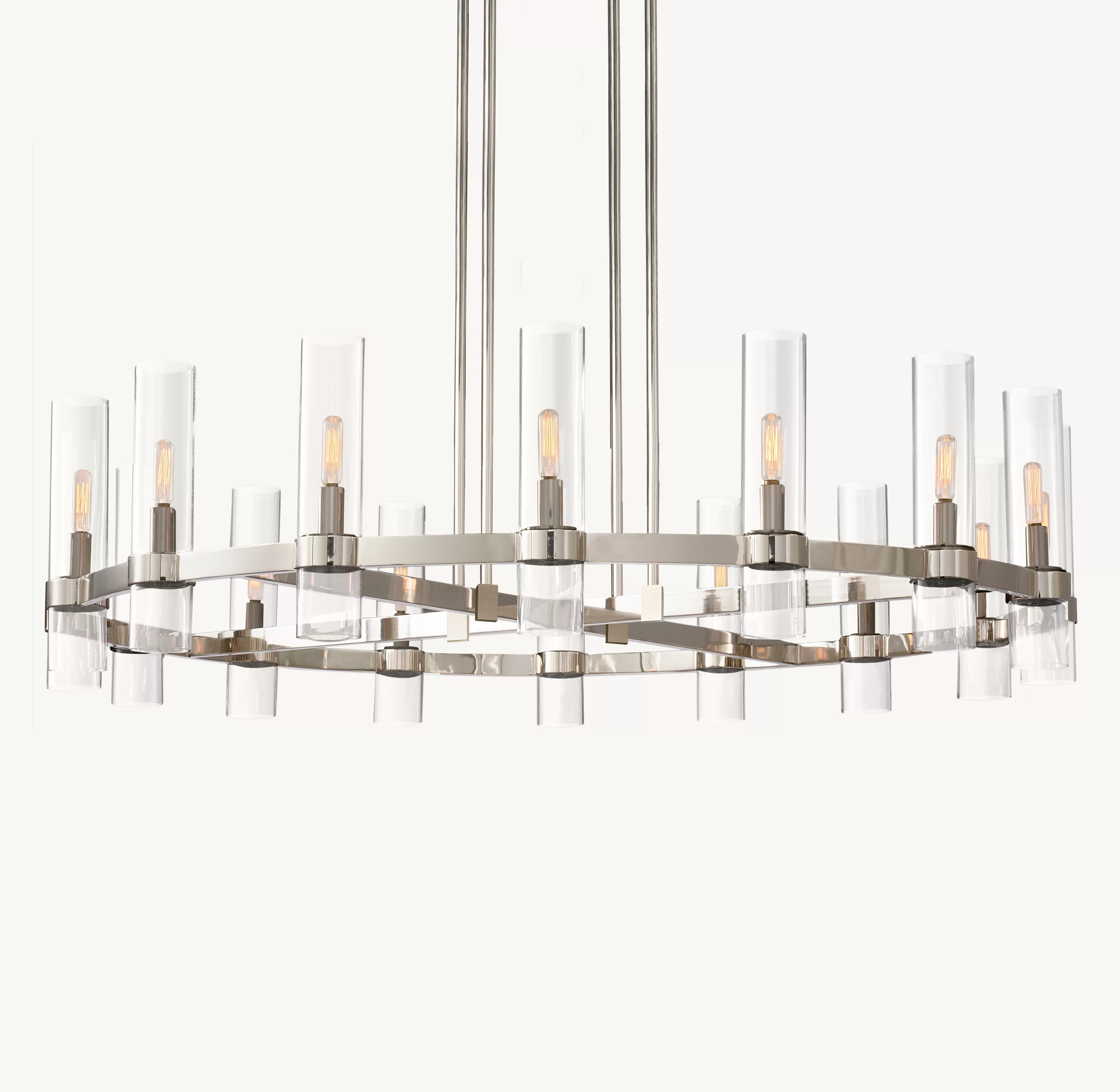 48 Inch Cylindrical Glass Candle Round Chandelier - Ravelle