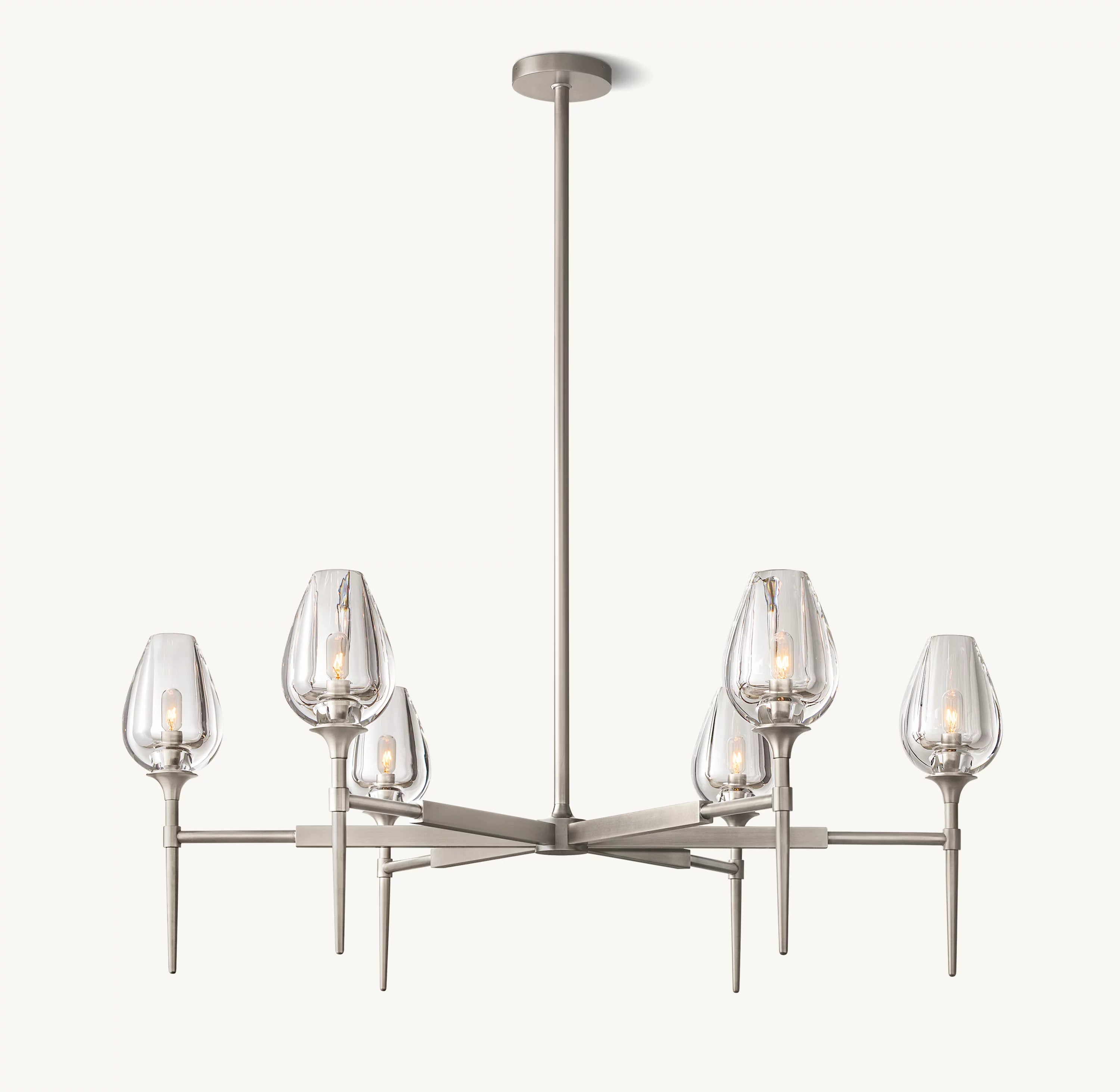 42 Inch Torchiere Crystal Arm Chandelier - Tulip
