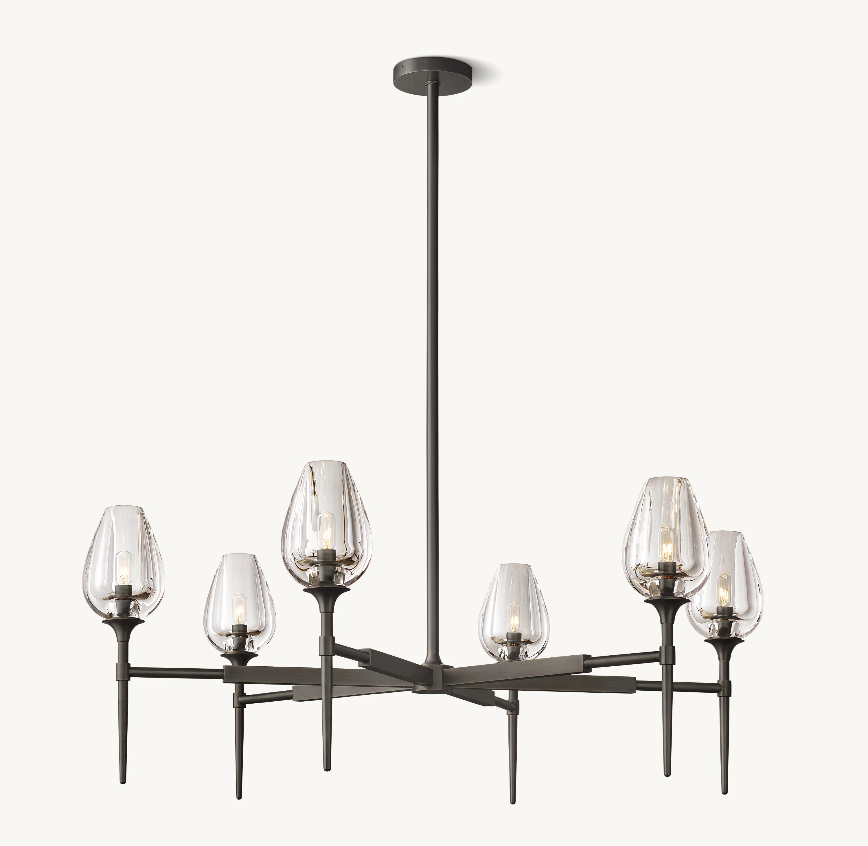 42 Inch Torchiere Crystal Arm Chandelier - Tulip