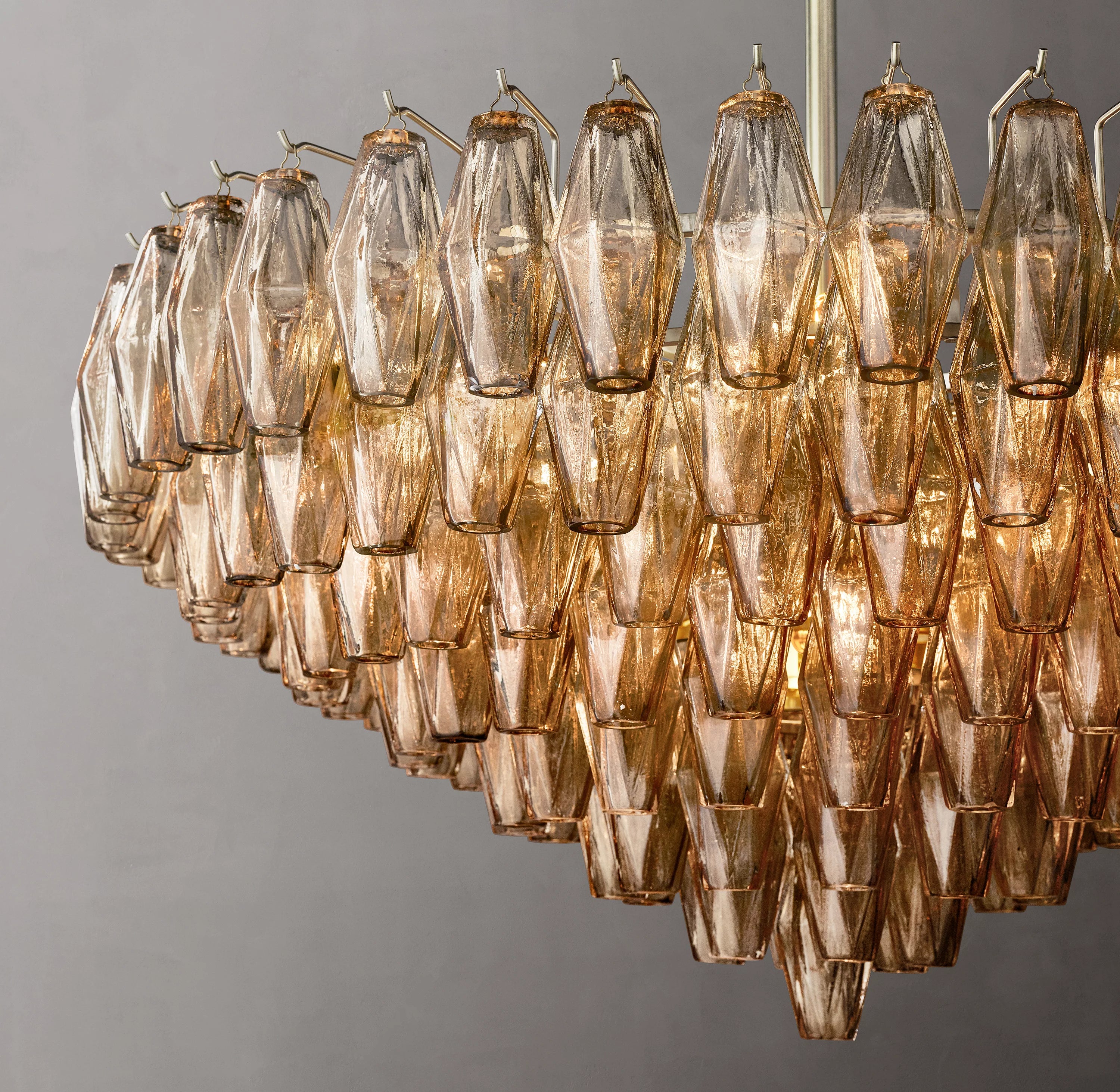 36 Inch Smoked Murano Glass Tiered Chandelier - Chiara