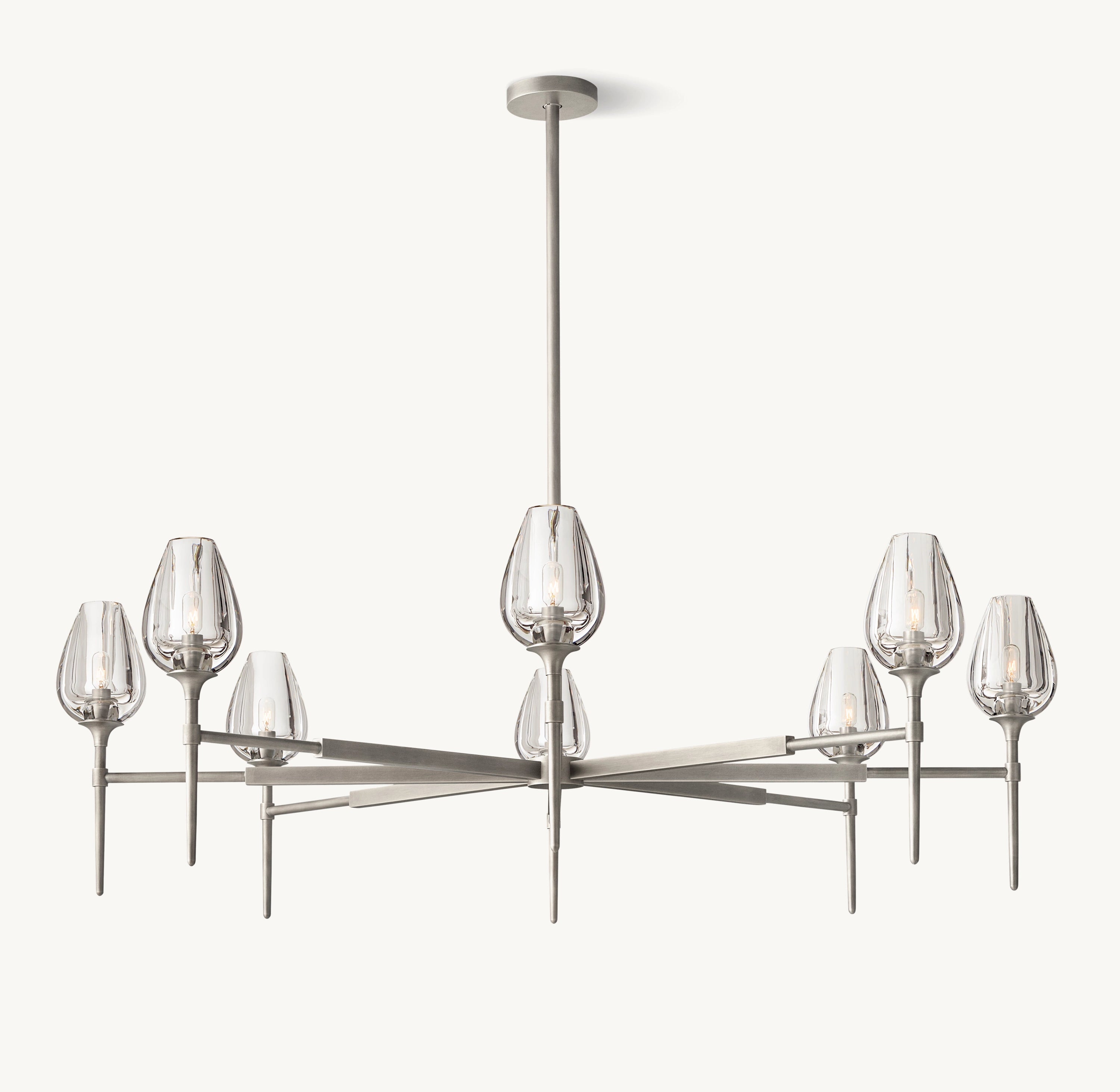 54 Inch Torchiere Crystal Arm Chandelier - Tulip