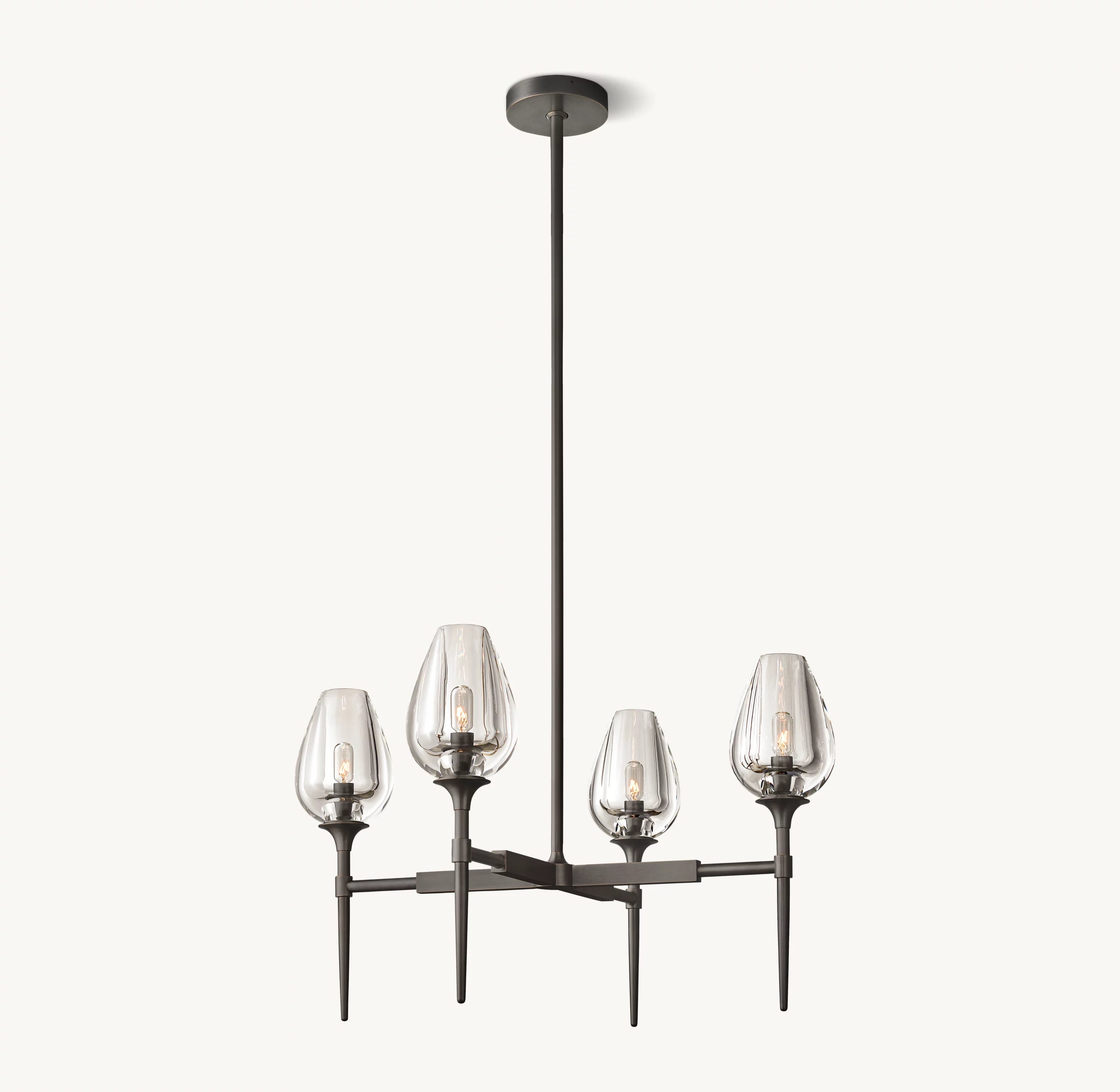 27 Inch Torchiere Crystal Arm Chandelier - Tulip