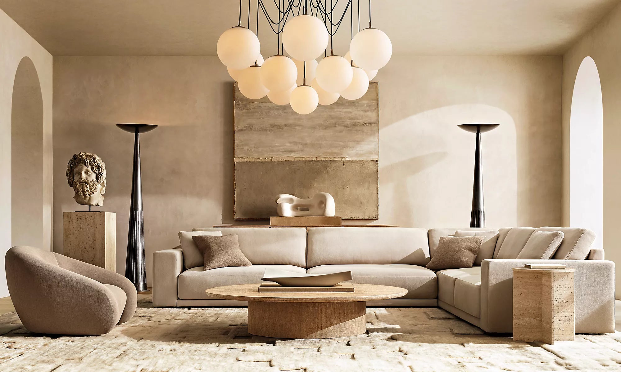 62 Inch Alabaster Globe Spider Chandelier - Cirque