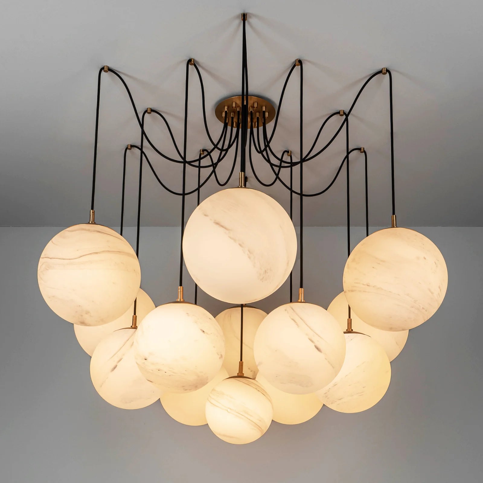 62 Inch Alabaster Globe Spider Chandelier - Cirque