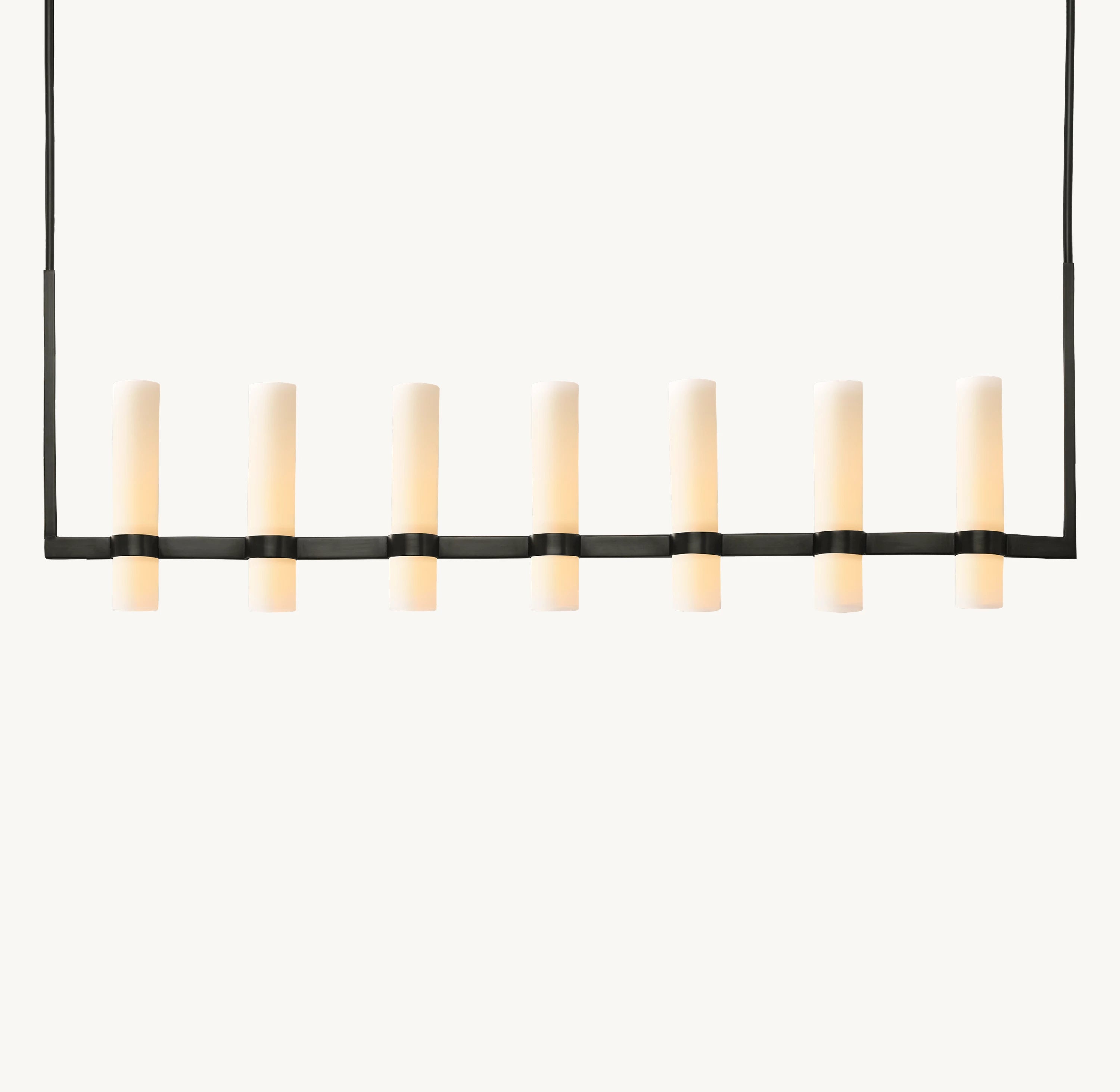 54 Inch Cylindrical Milk Glass Linear Chandelier - Ravelle
