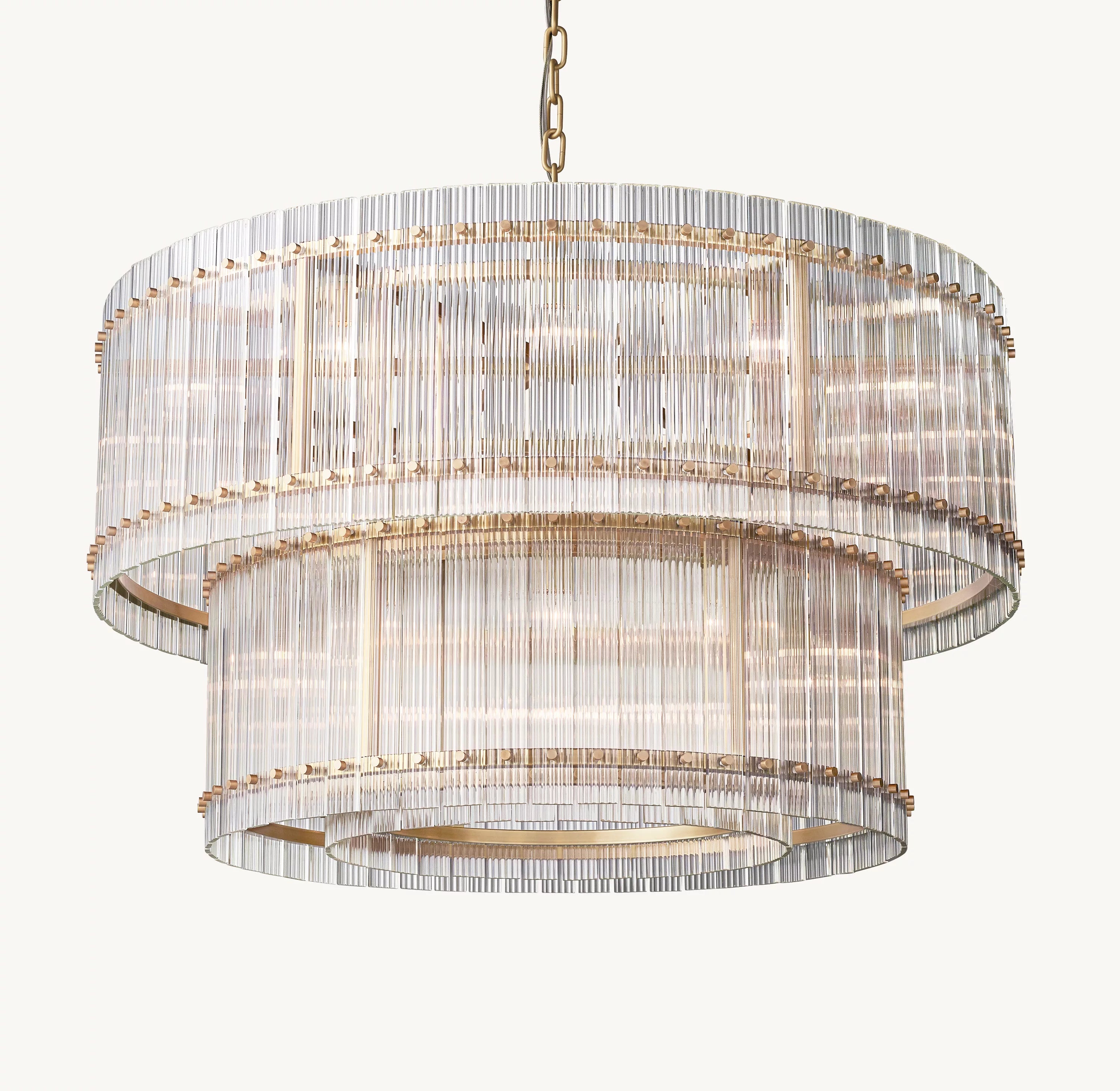 48 Inch Ribbed Glass Two-Tier Chandelier - San Marco