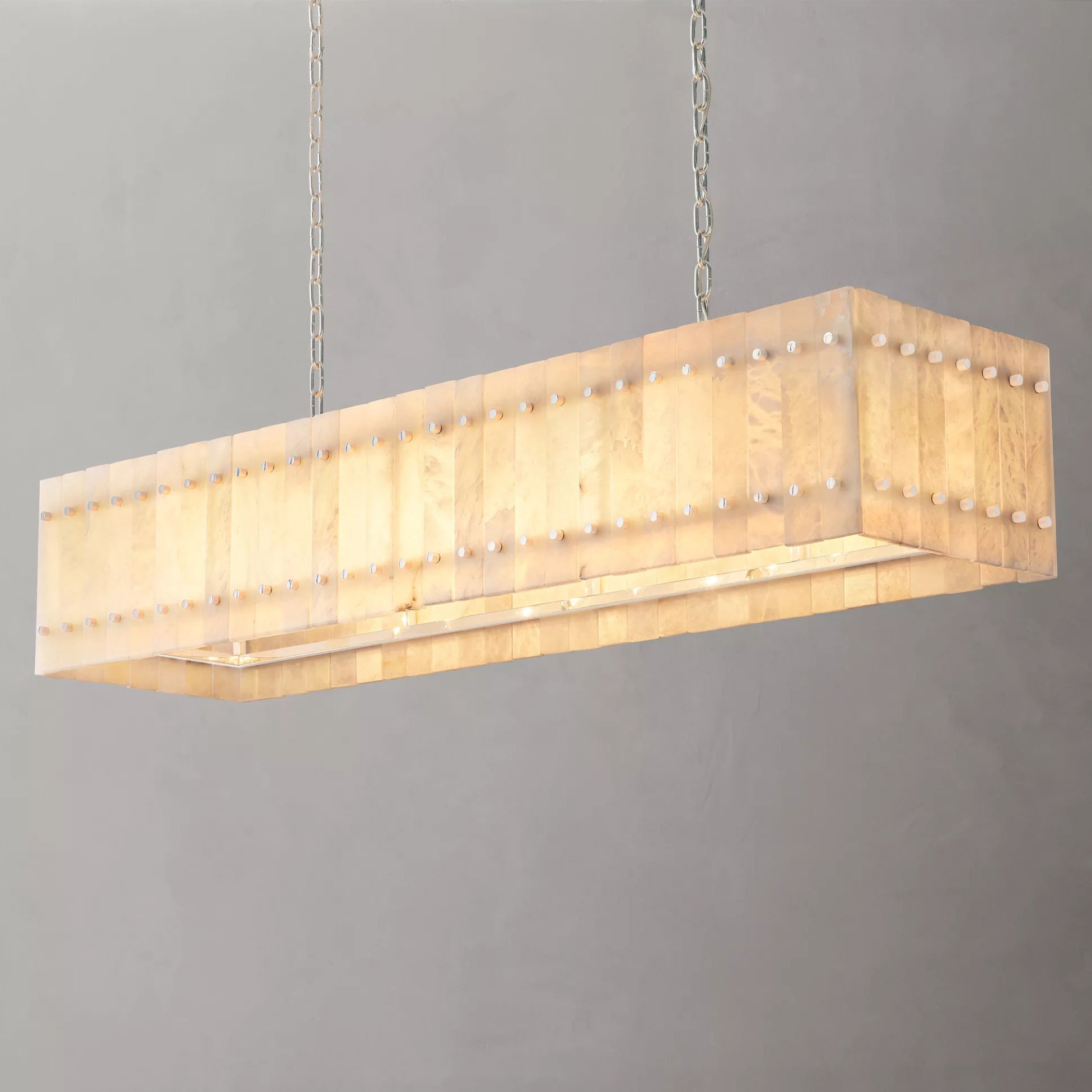 54 Inch Alabaster Rectangular Chandelier - San Marco