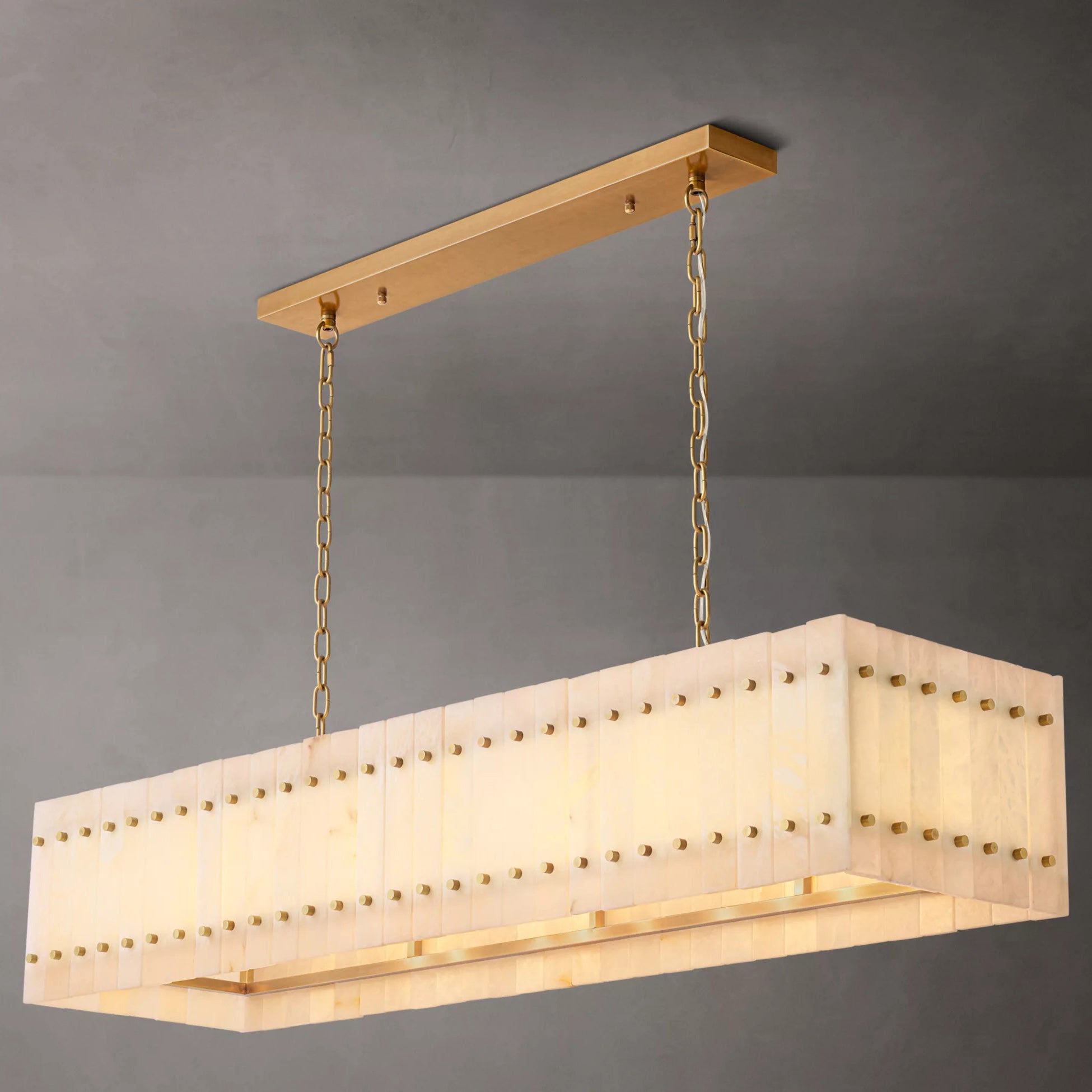 54 Inch Alabaster Rectangular Chandelier - San Marco