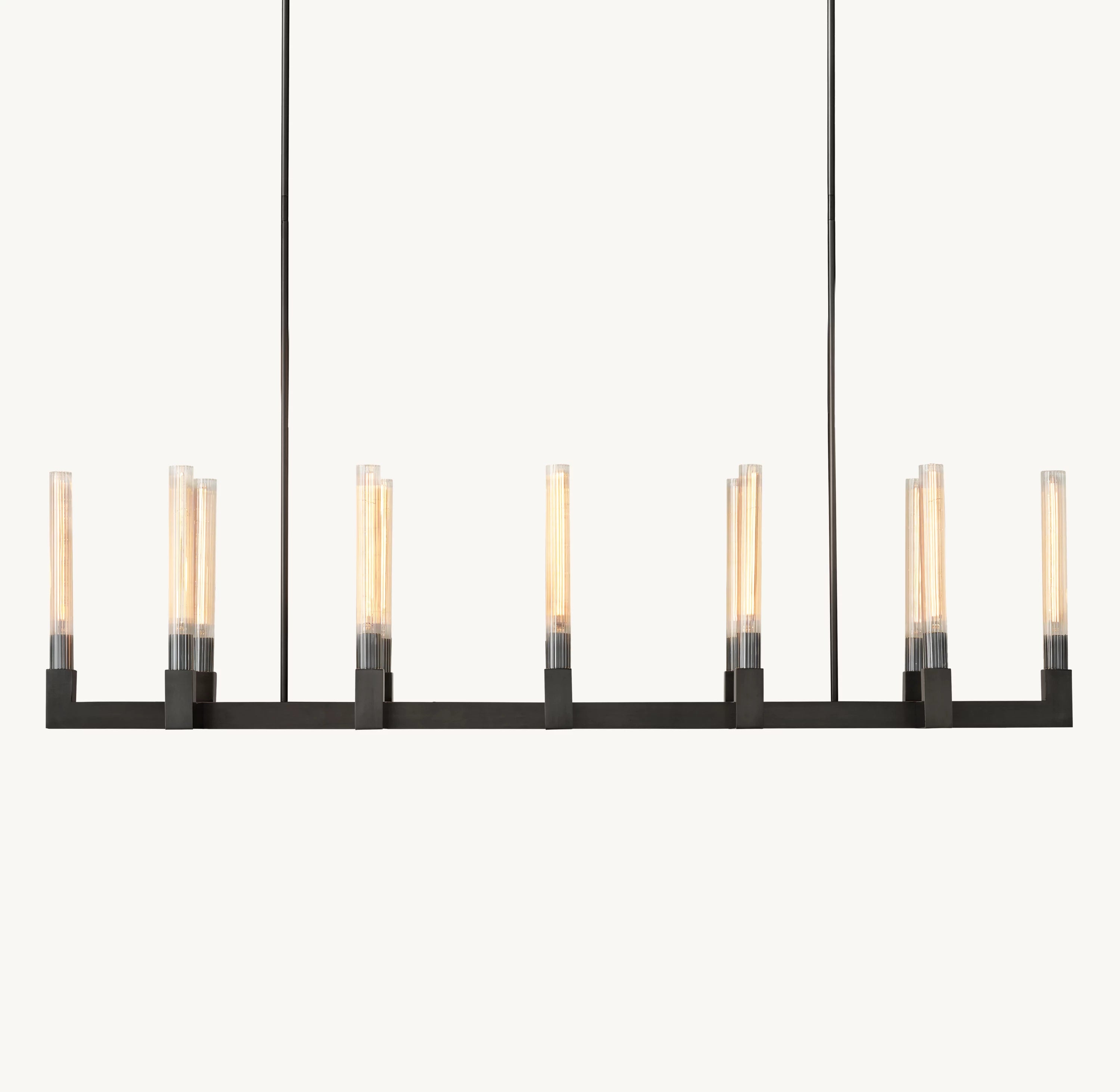 67 Inch Fluted-Glass Candlestick Linear Chandelier - Cannele