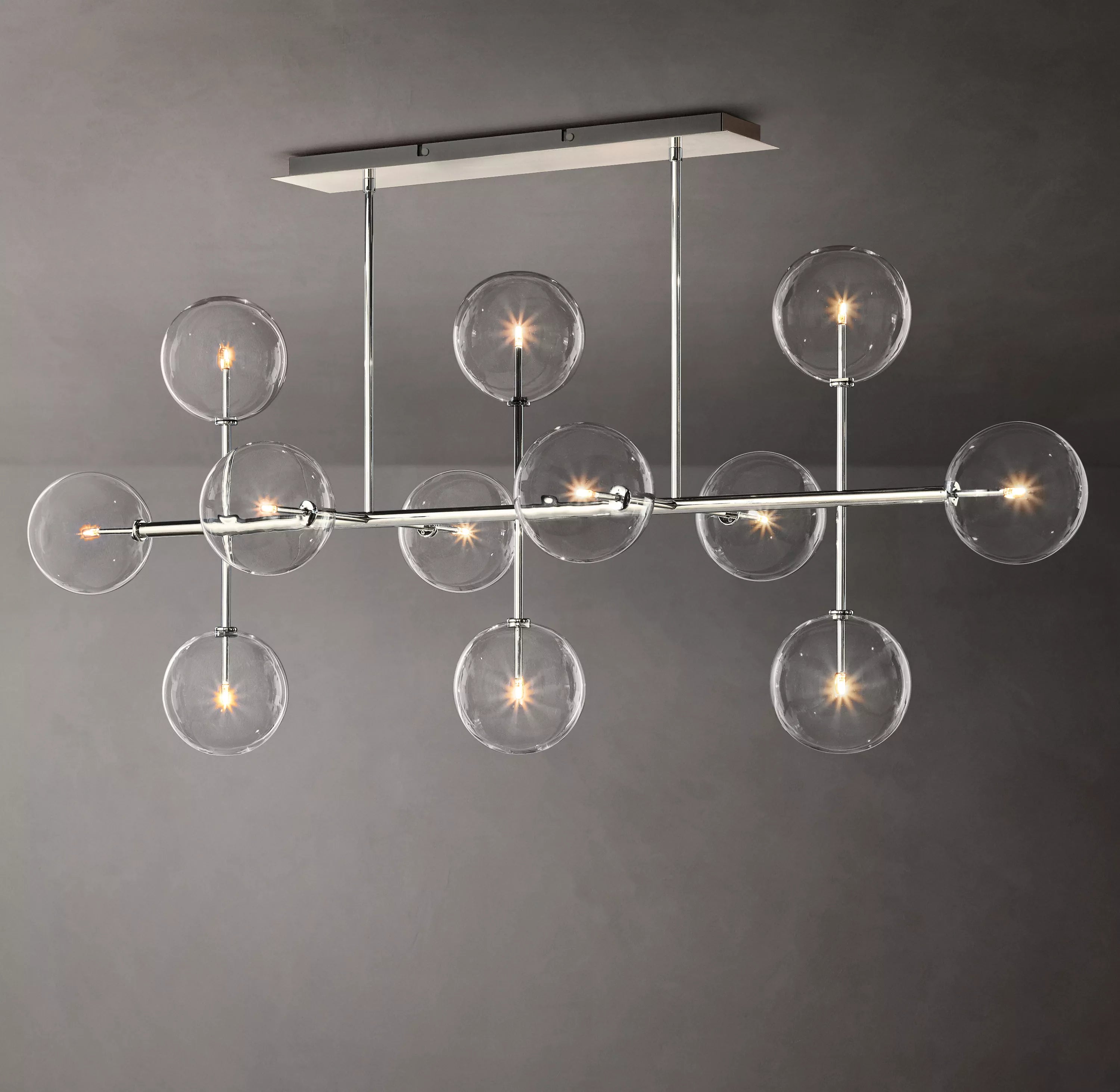 58 Inch Linear Sputnik Globe Glass Chandelier - Mobile
