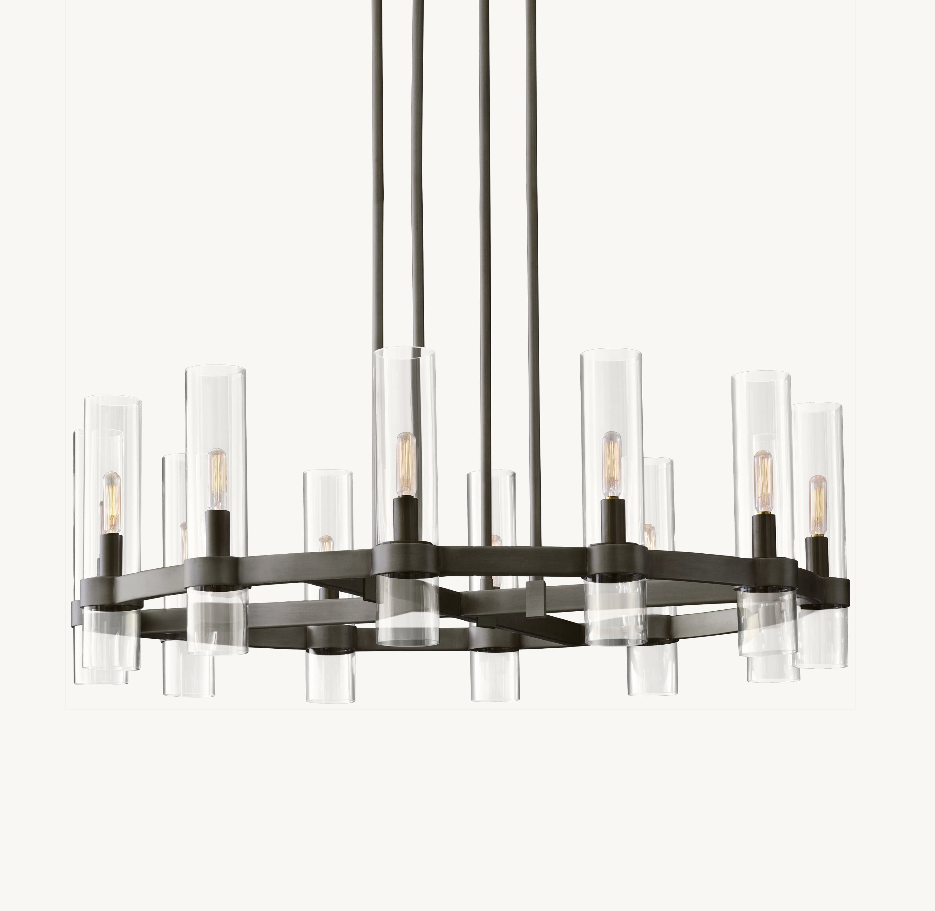 36 Inch Cylindrical Glass Candle Round Chandelier - Ravelle