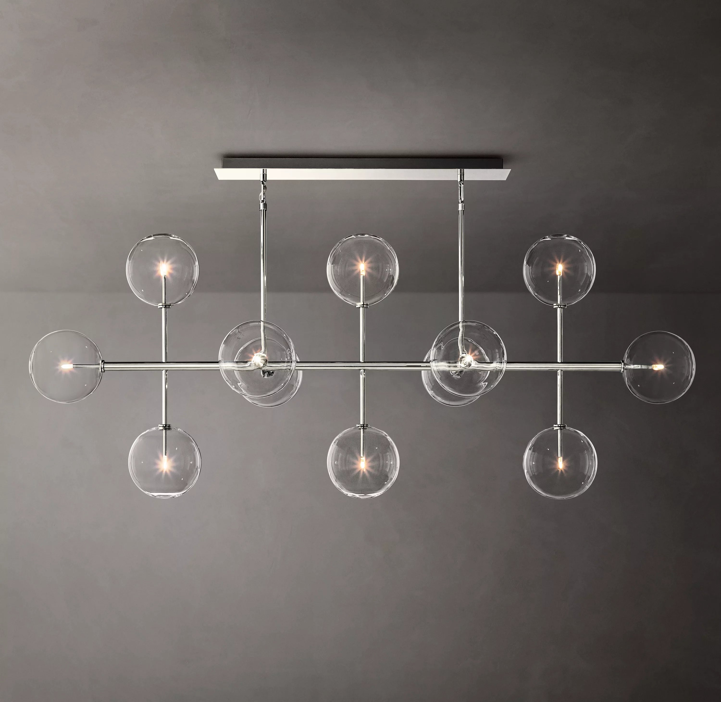 58 Inch Linear Sputnik Globe Glass Chandelier - Mobile
