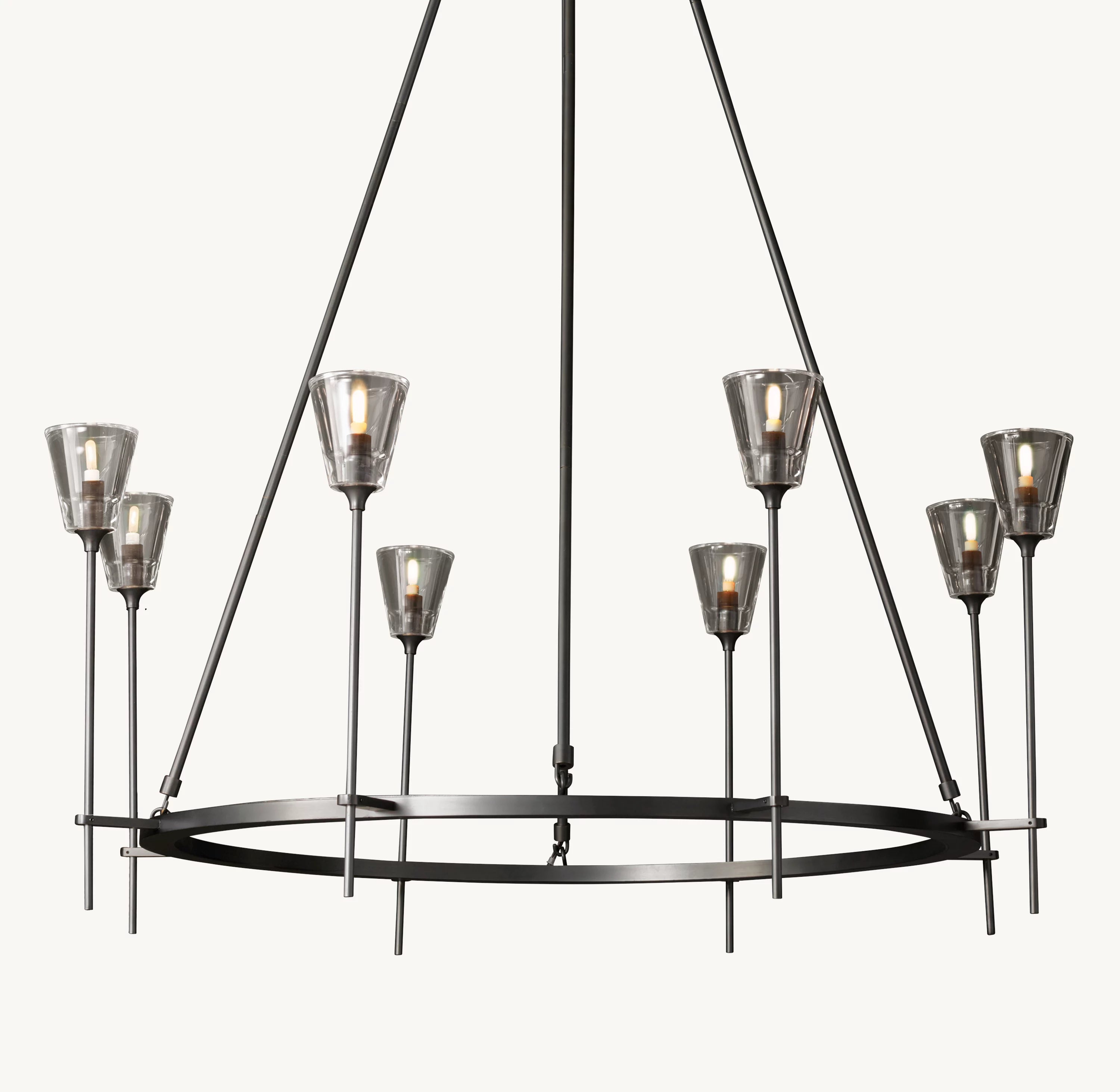 46 Inch Torch Round Chandelier - Verre