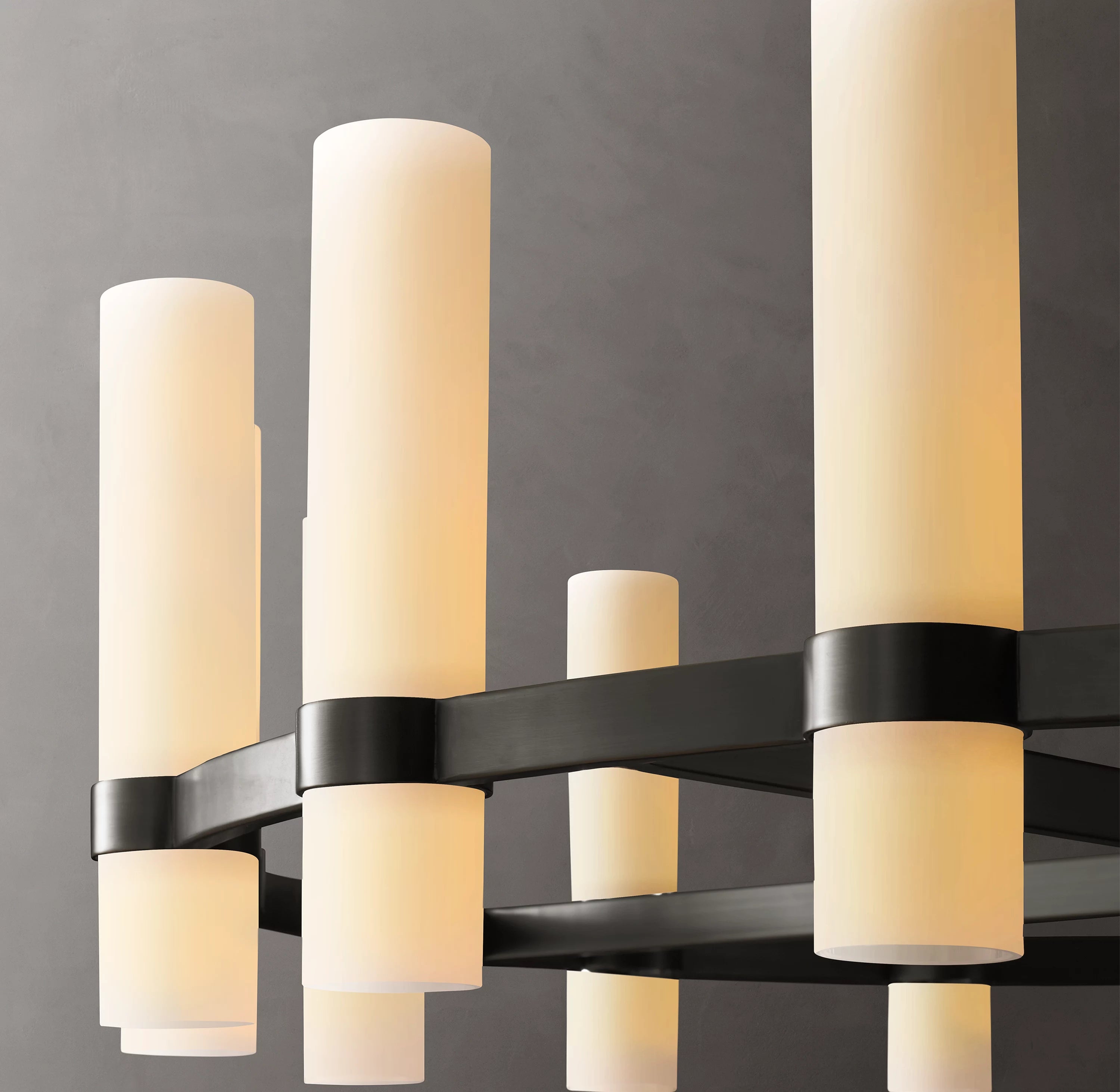 36 Inch Cylindrical Milk Glass Round Chandelier - Ravelle