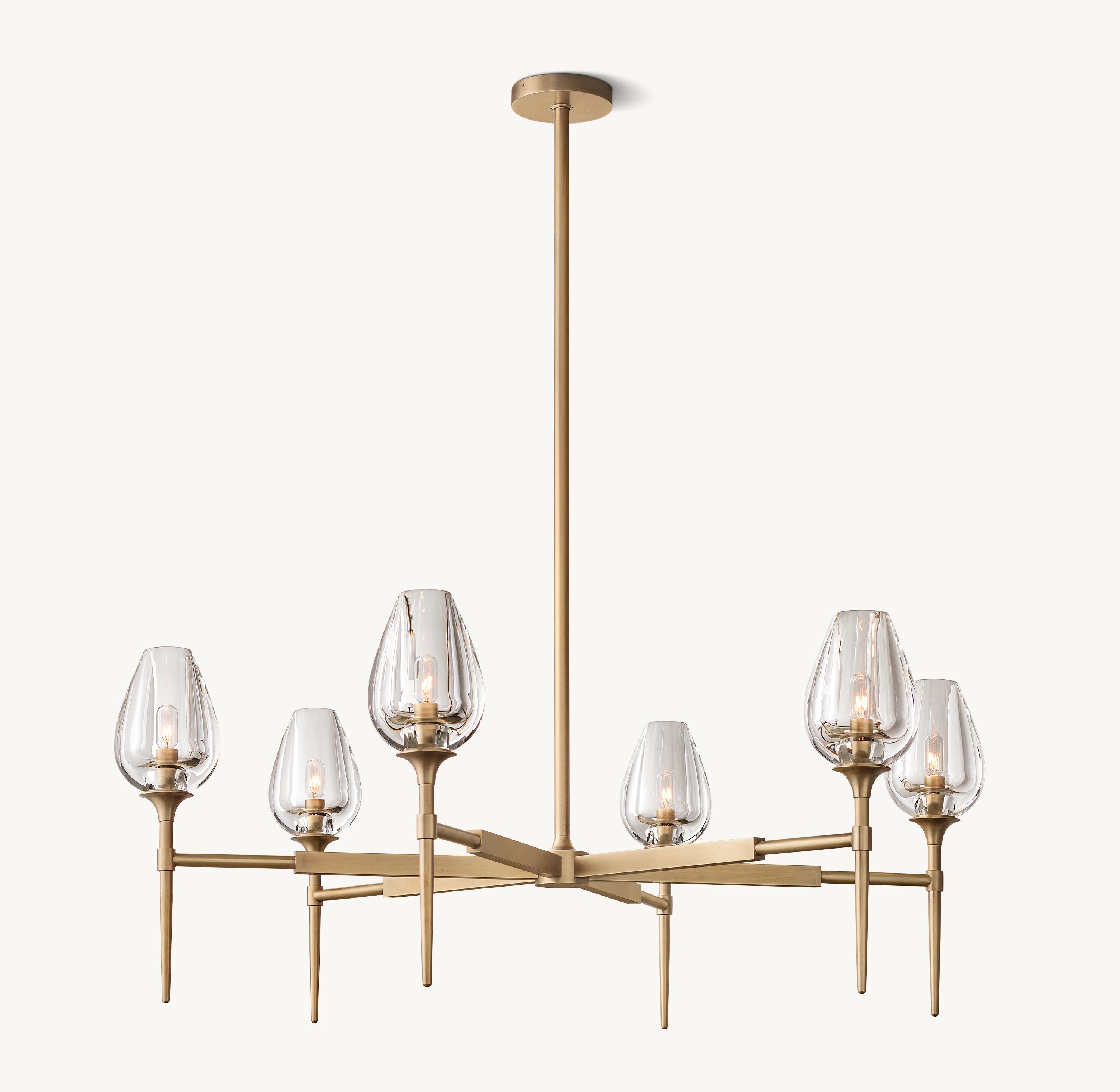 42 Inch Torchiere Crystal Arm Chandelier - Tulip