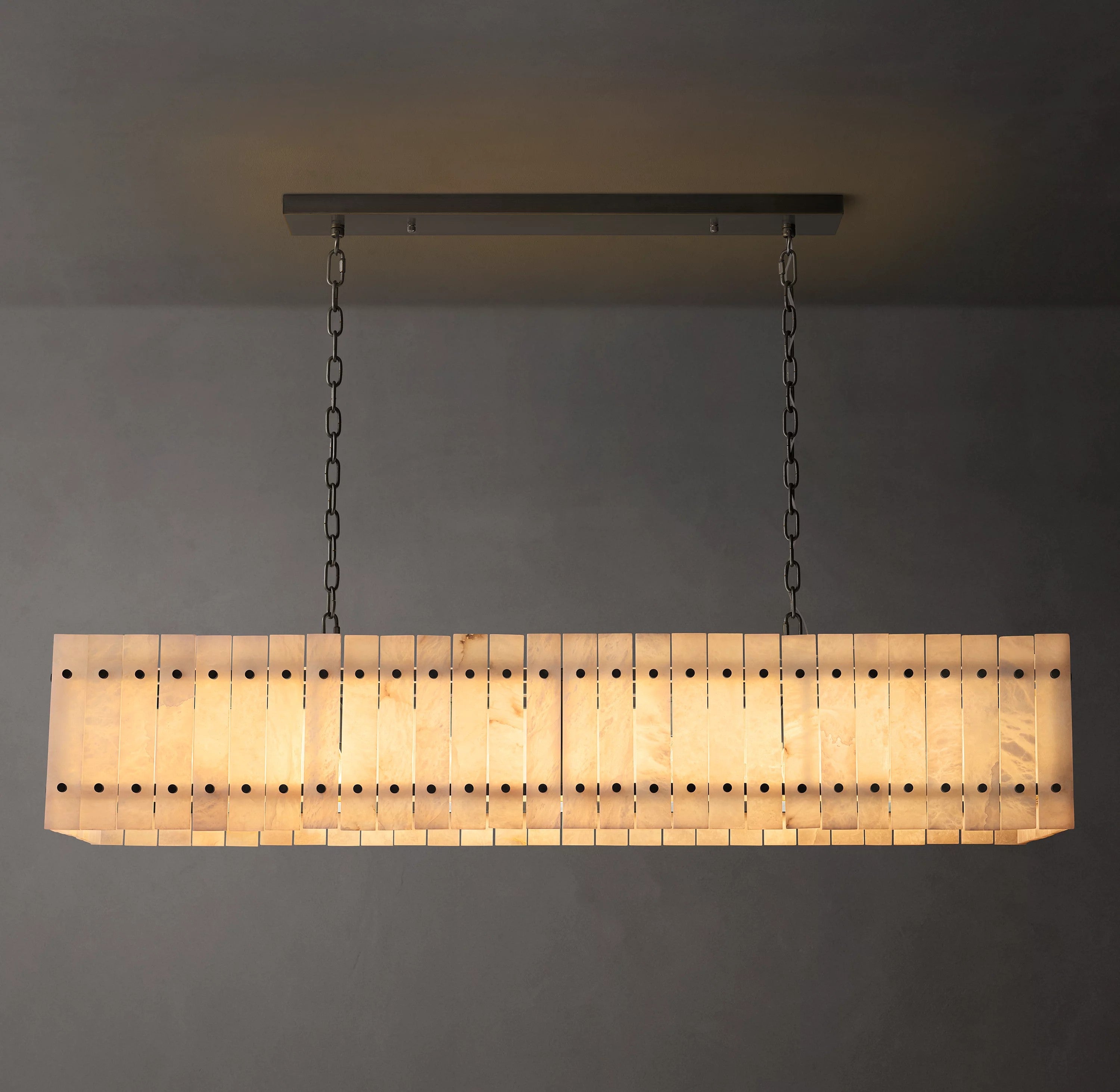 54 Inch Alabaster Rectangular Chandelier - San Marco