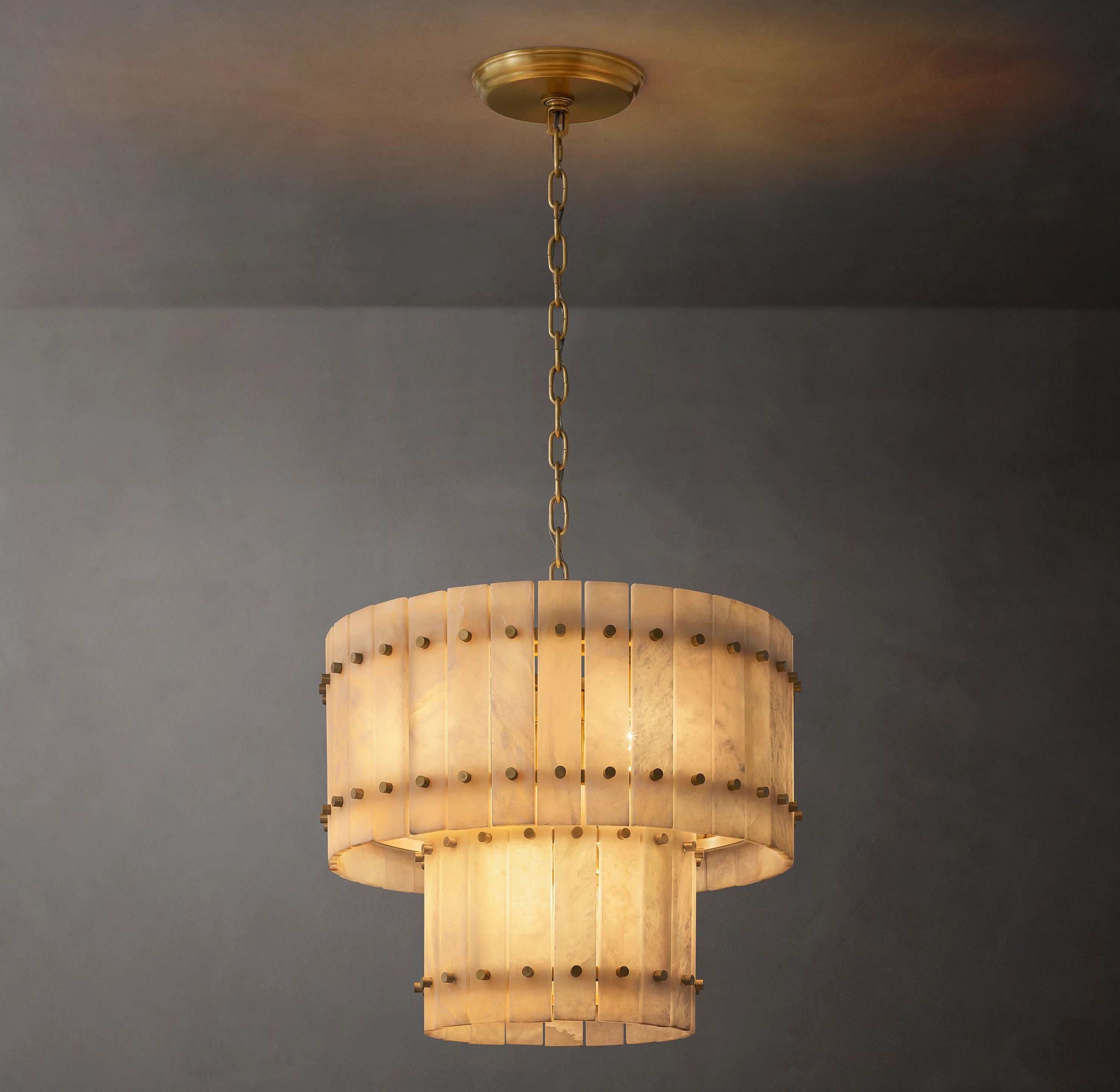 22 Inch Alabaster Two-Tier Chandelier - San Marco