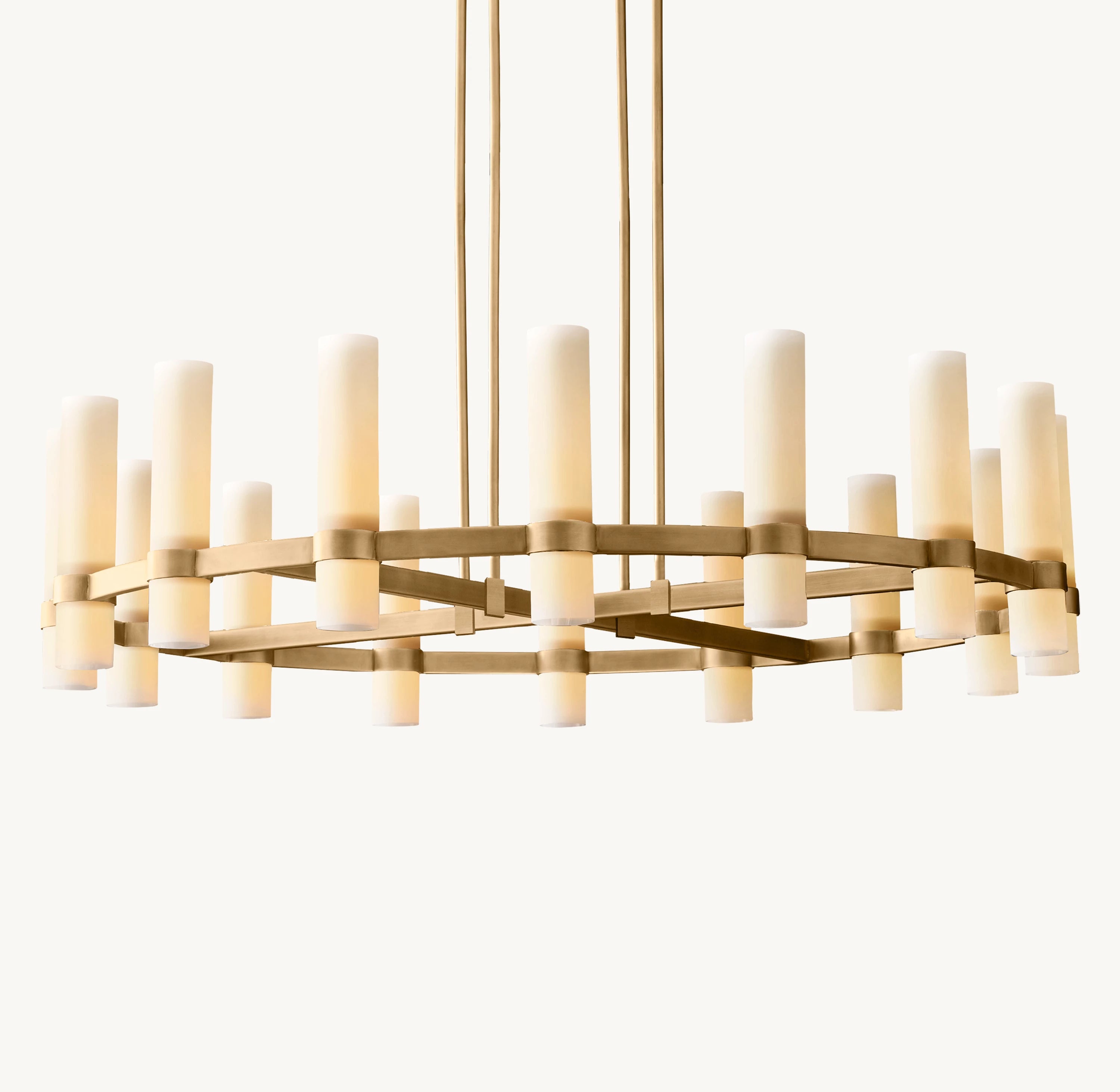 48 Inch Cylindrical Milk Glass Round Chandelier - Ravelle