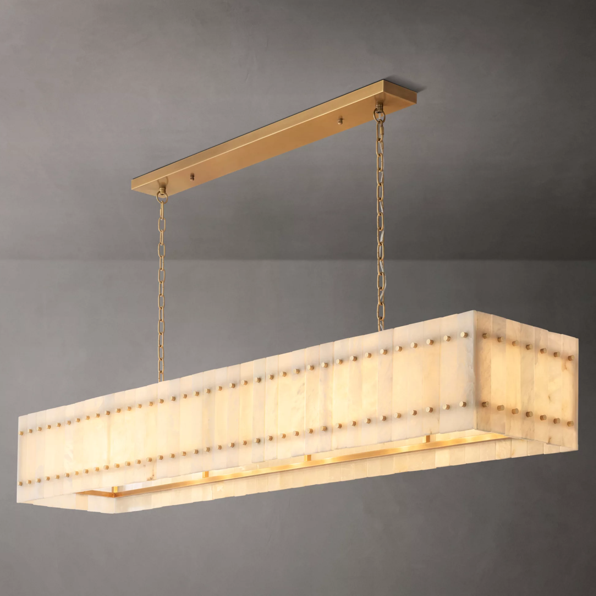 72 Inch Alabaster Rectangular Chandelier - San Marco