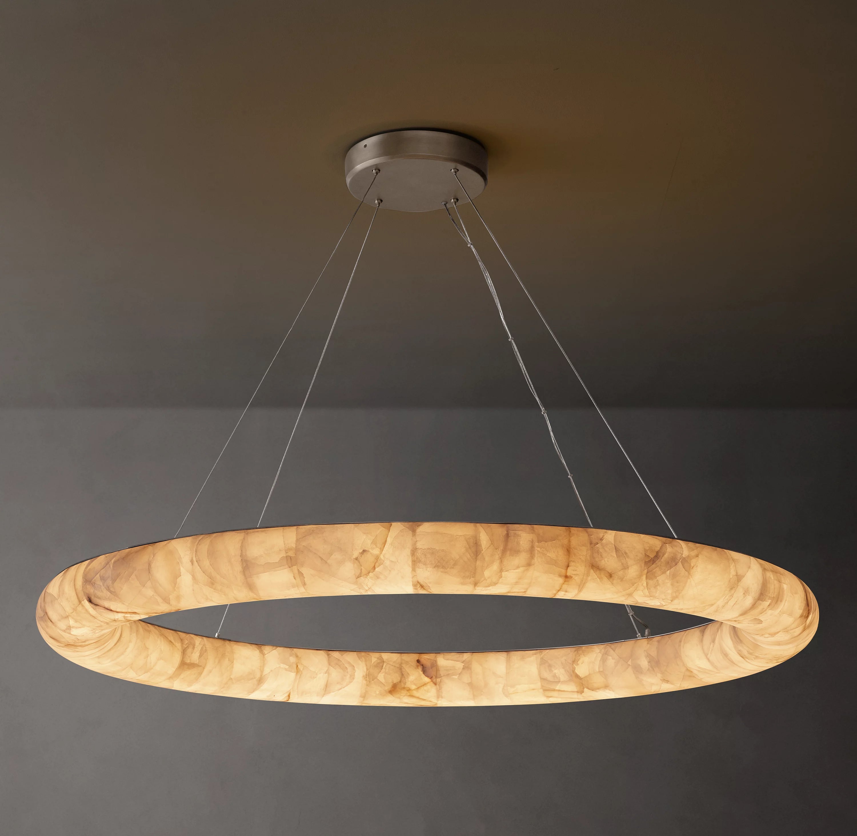 60 Inch Lisse Ring Alabaster Chandelier - Rivage