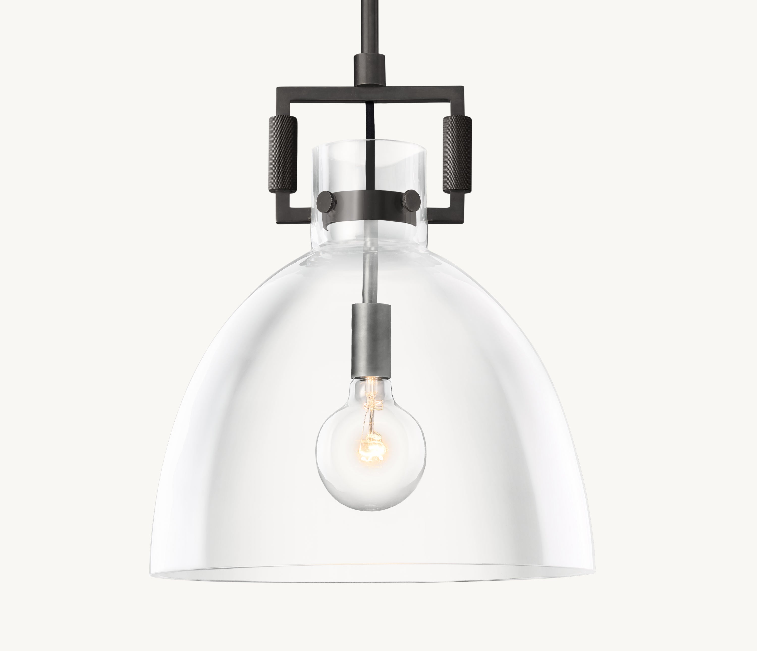 18 Inch Clear Glass Dome Pendant Light - Machinist