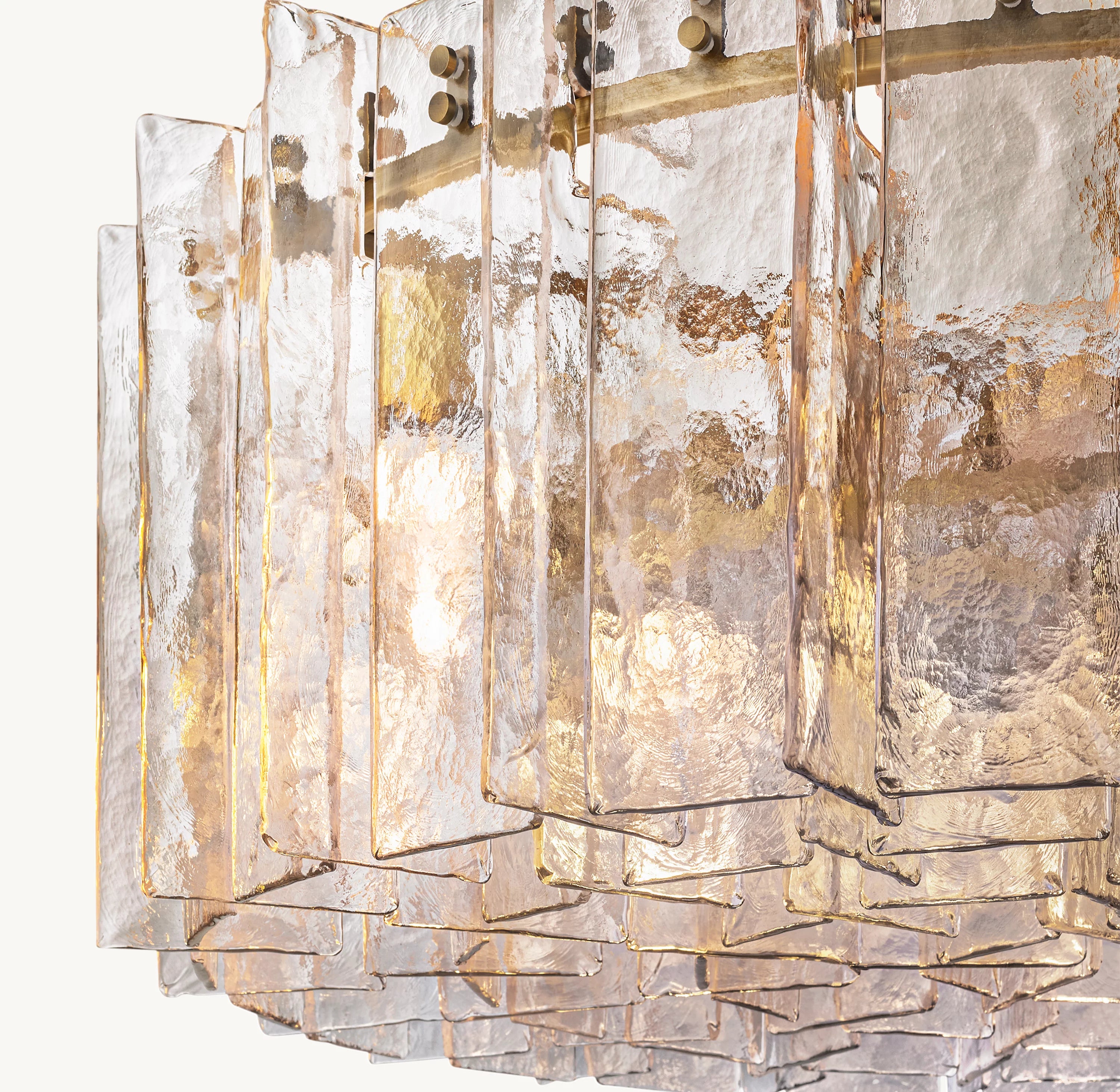 48 Inch Clear Hammered Glass Round Chandelier - Lattice