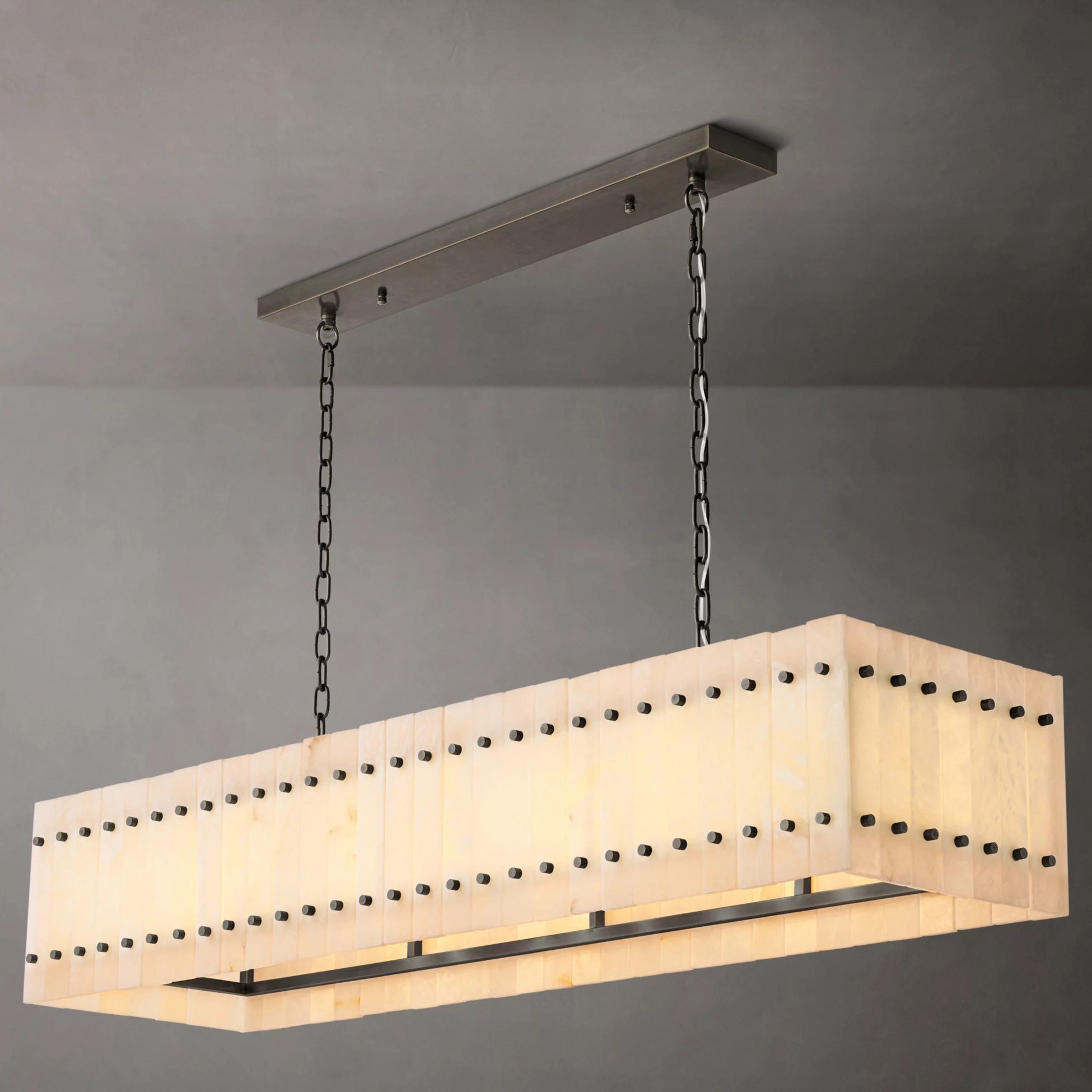 54 Inch Alabaster Rectangular Chandelier - San Marco