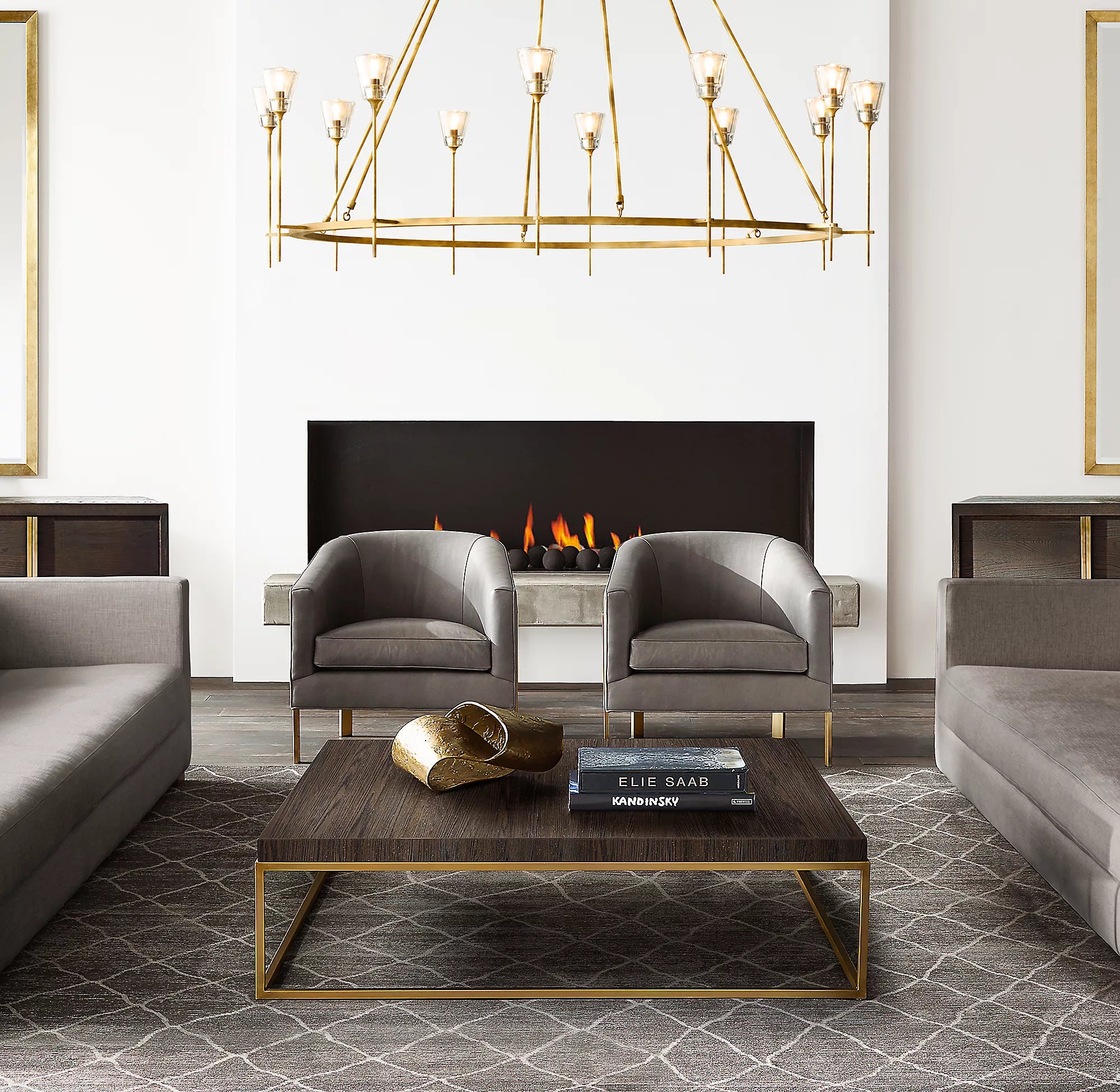 46 Inch Torch Round Chandelier - Verre