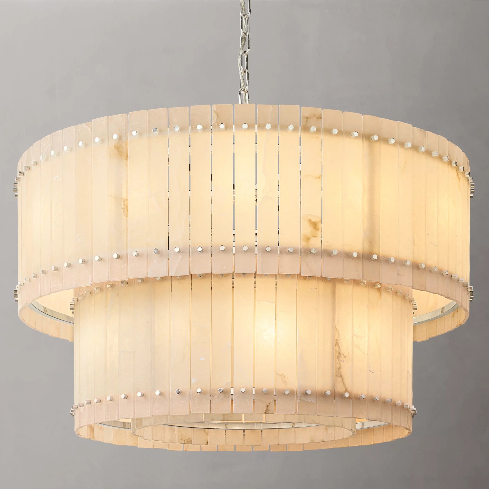 48 Inch Alabaster Two-Tier Chandelier - San Marco