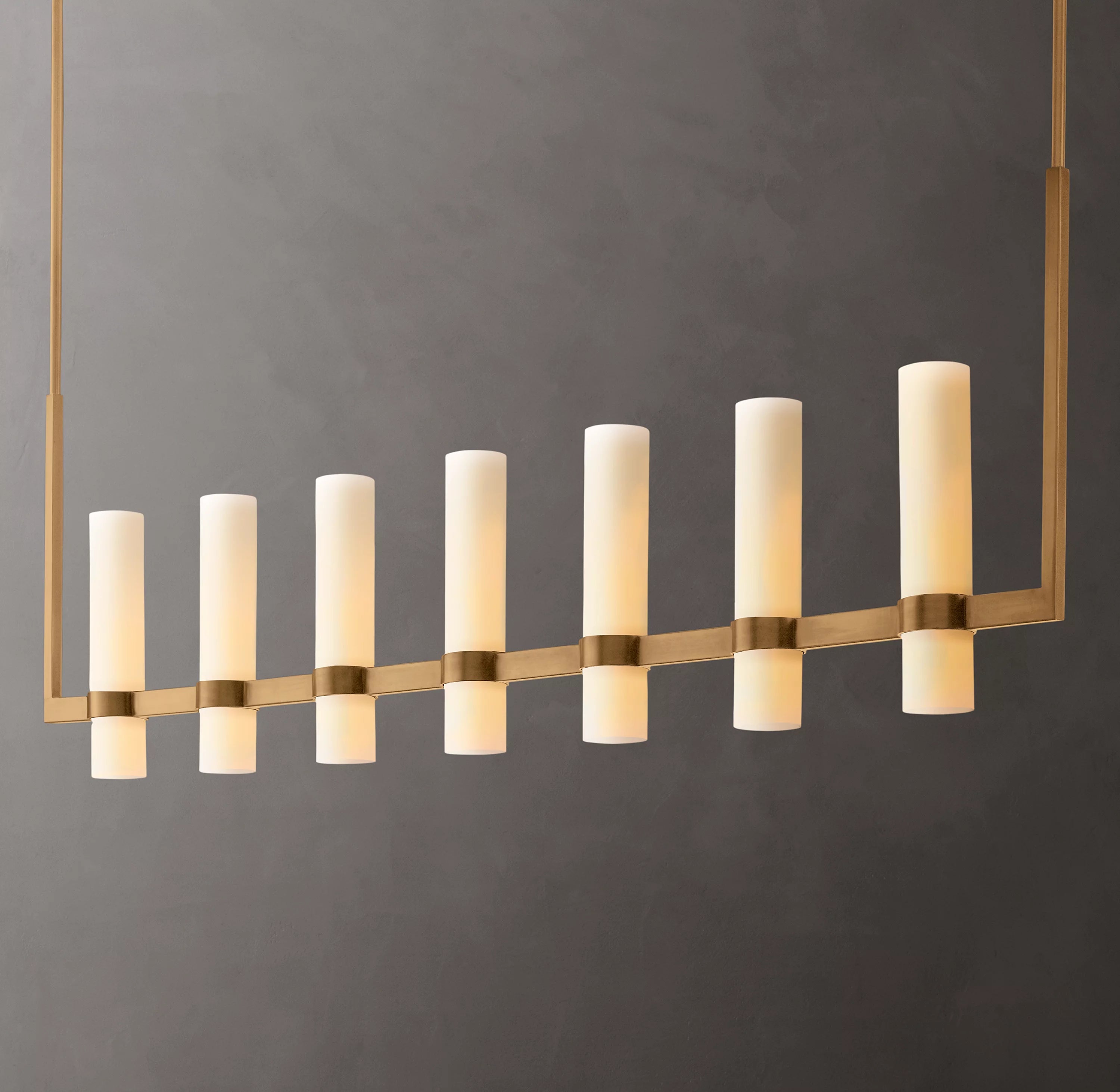 54 Inch Cylindrical Milk Glass Linear Chandelier - Ravelle