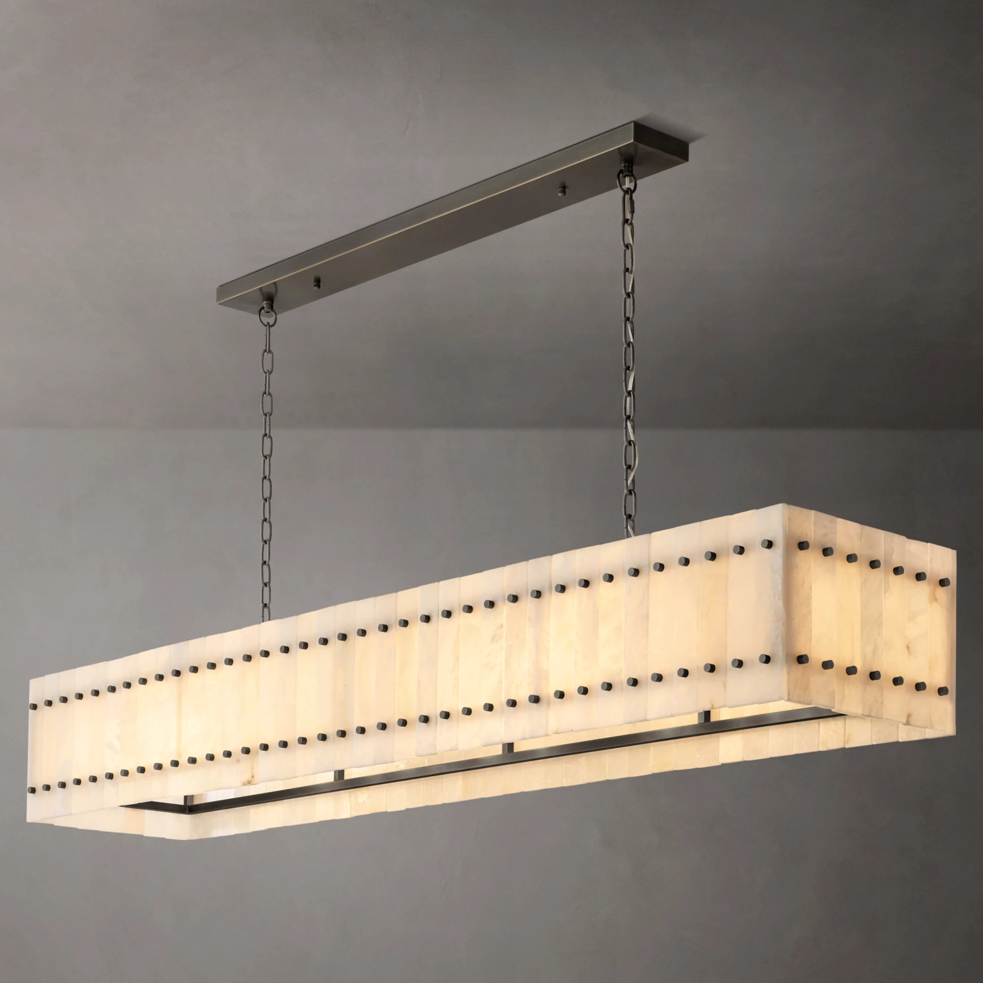 72 Inch Alabaster Rectangular Chandelier - San Marco