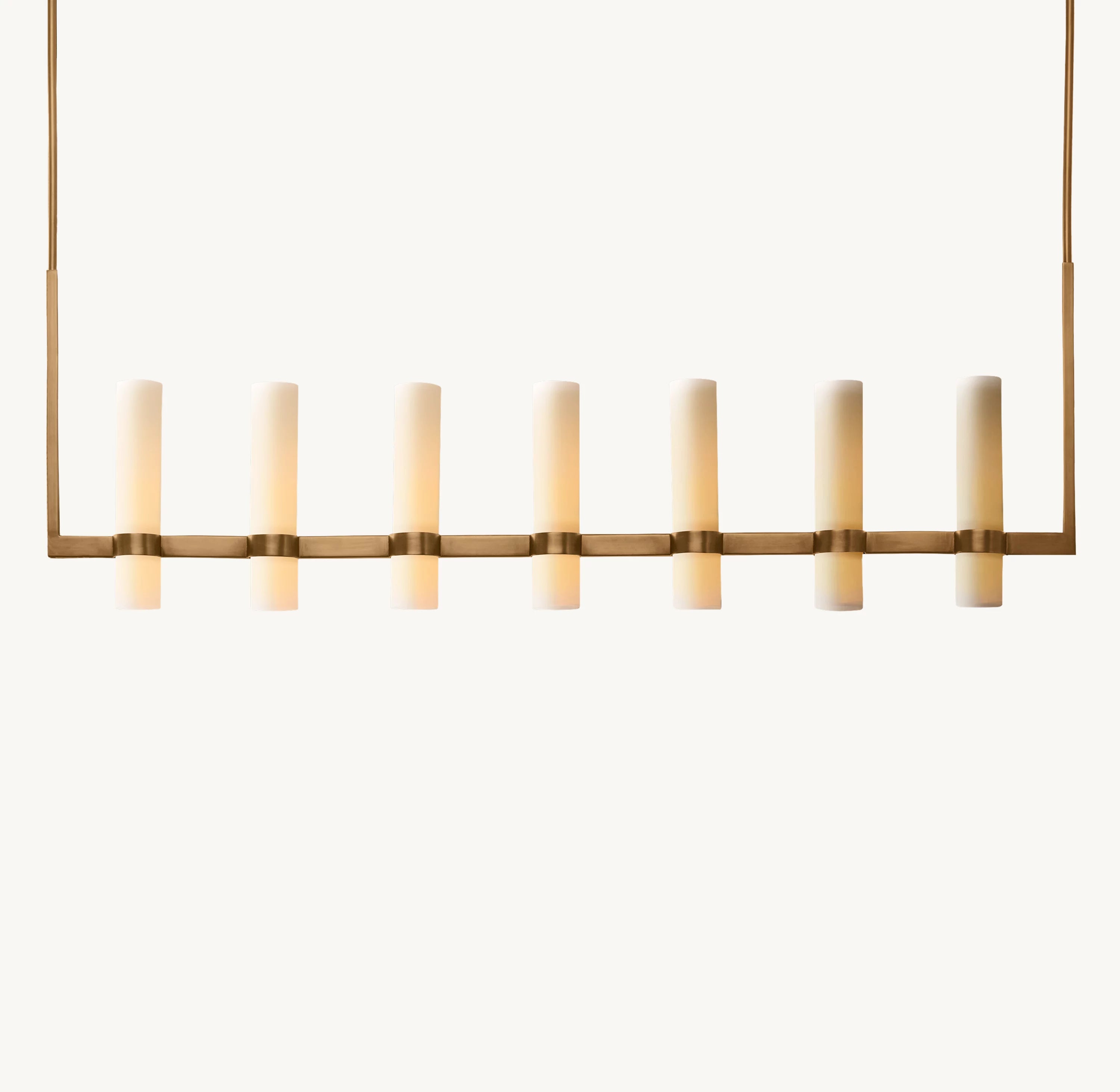 54 Inch Cylindrical Milk Glass Linear Chandelier - Ravelle