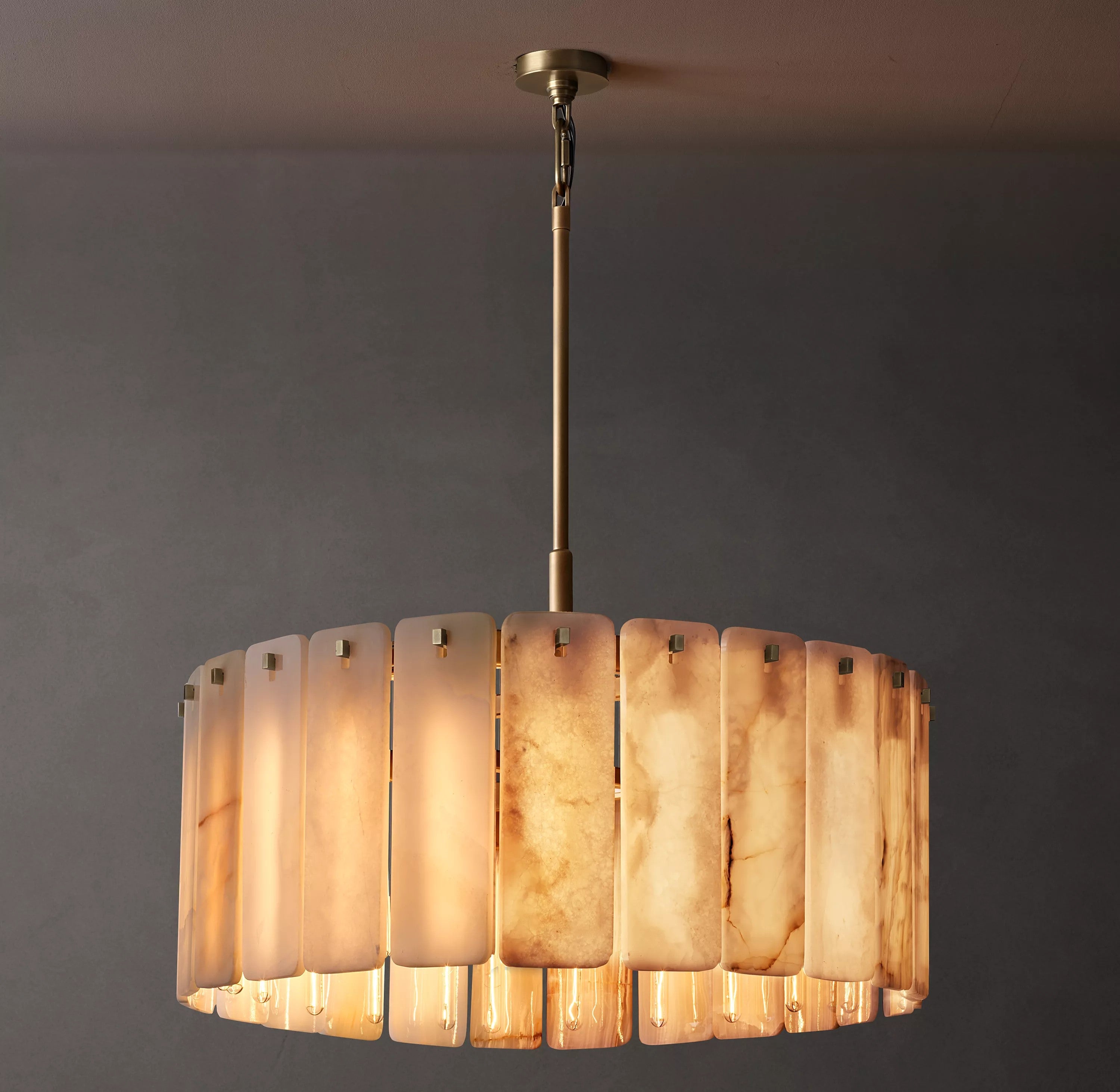 36 Inch Alabaster Round Chandelier - Calamette