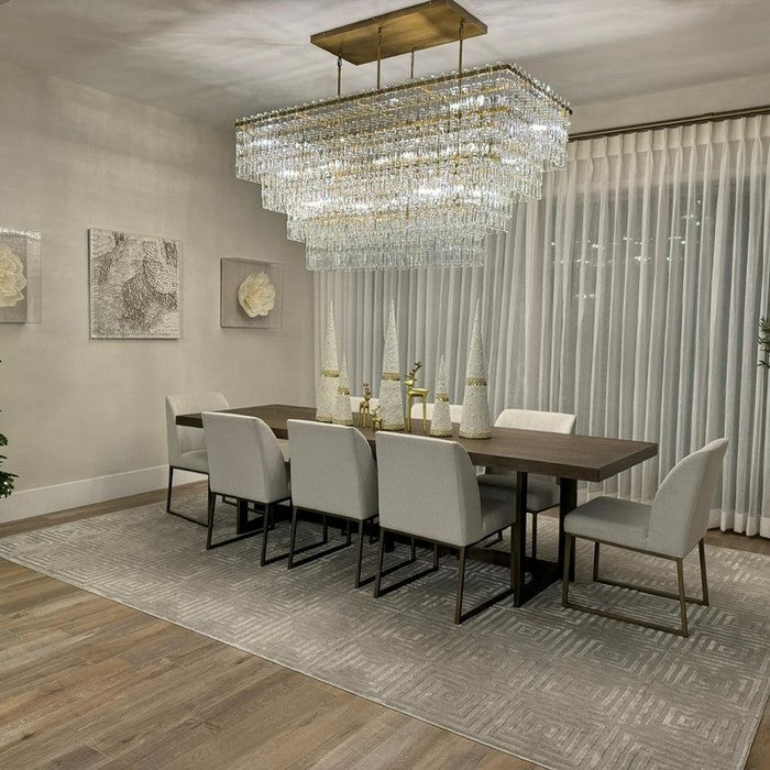 62 Inch Chain Crystal Tiered Rectangular Chandelier - Marignan