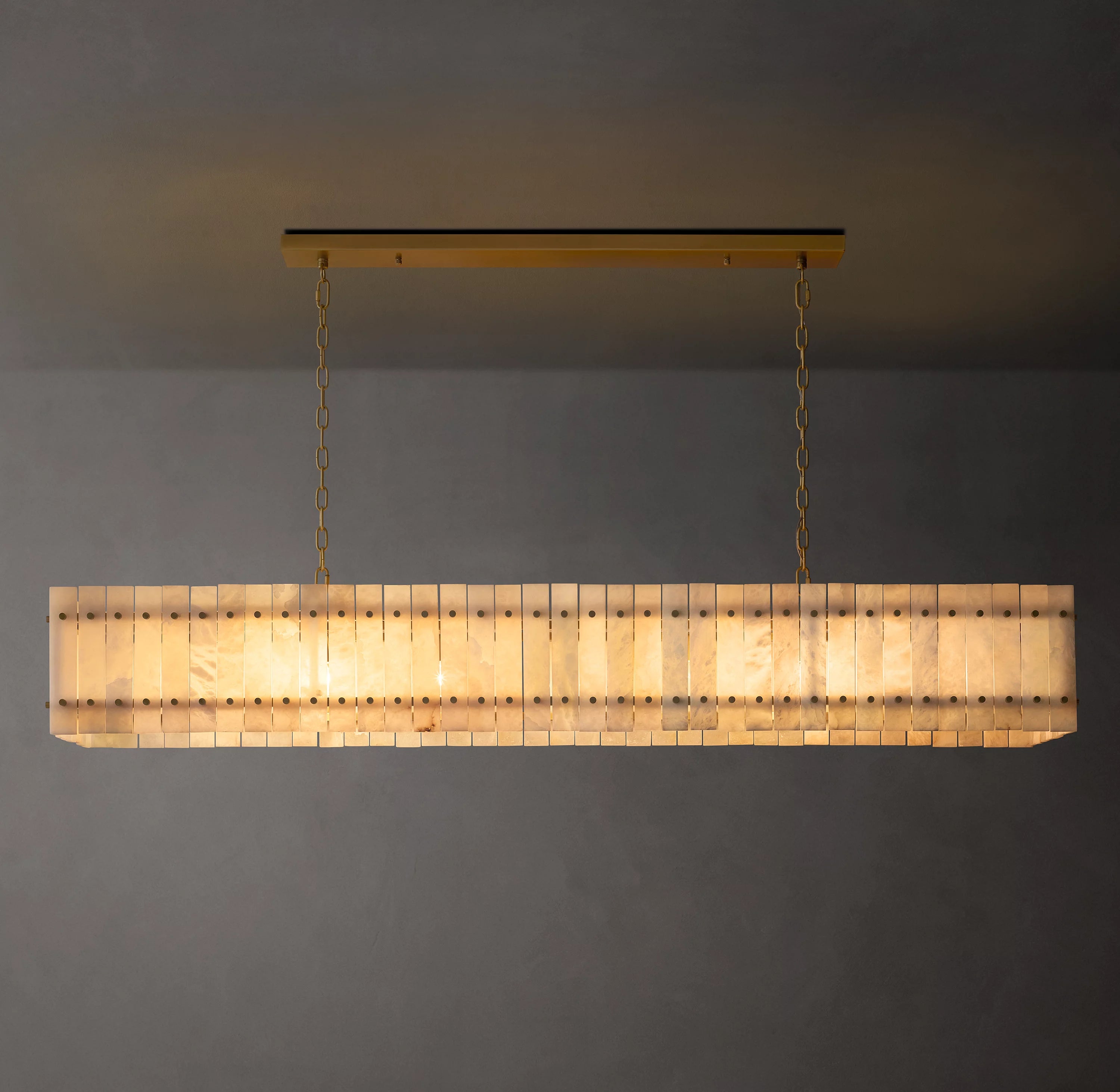 72 Inch Alabaster Rectangular Chandelier - San Marco