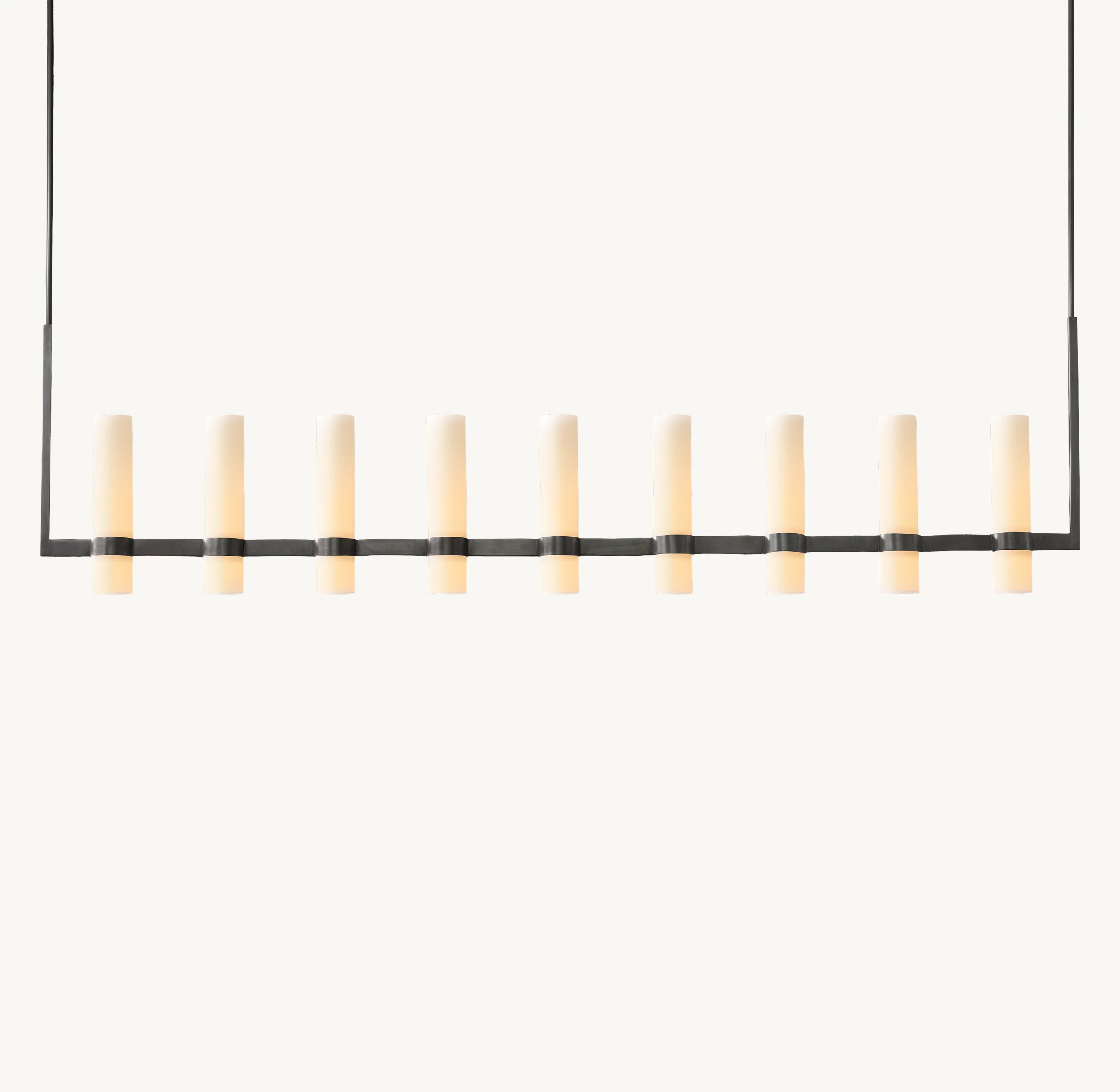 69 Inch Cylindrical Milk Glass Linear Chandelier - Ravelle