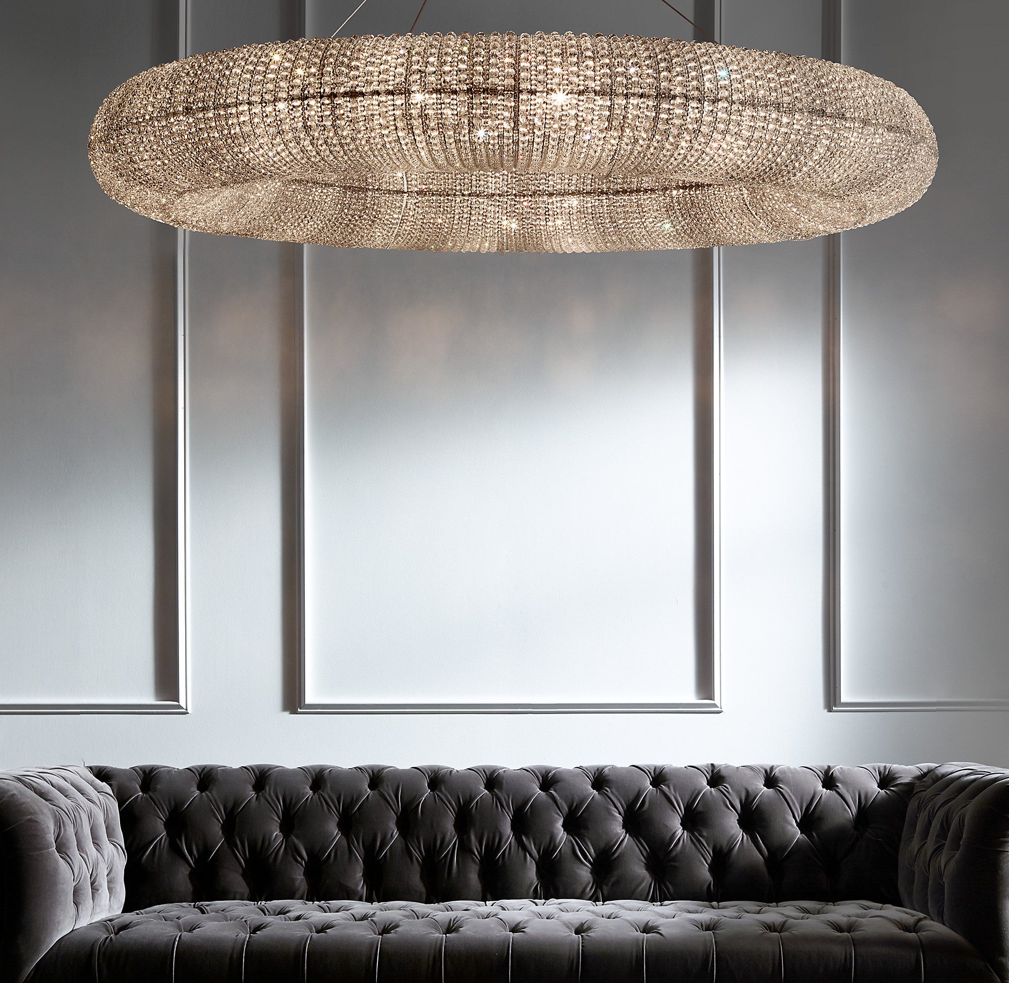 41 Inch Clear Crystal Bead Round Chandelier - Halo