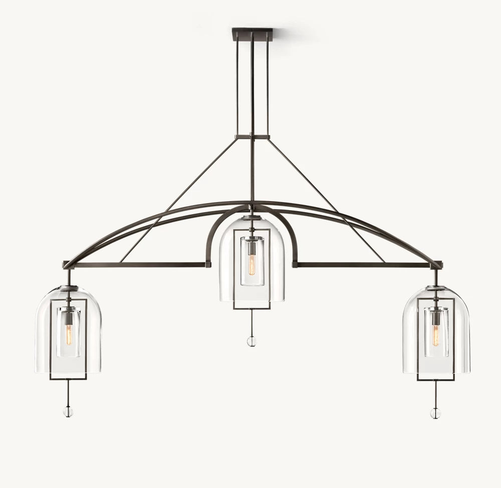 61 Inch Bell Glass Linear Chandelier - Fulcrum