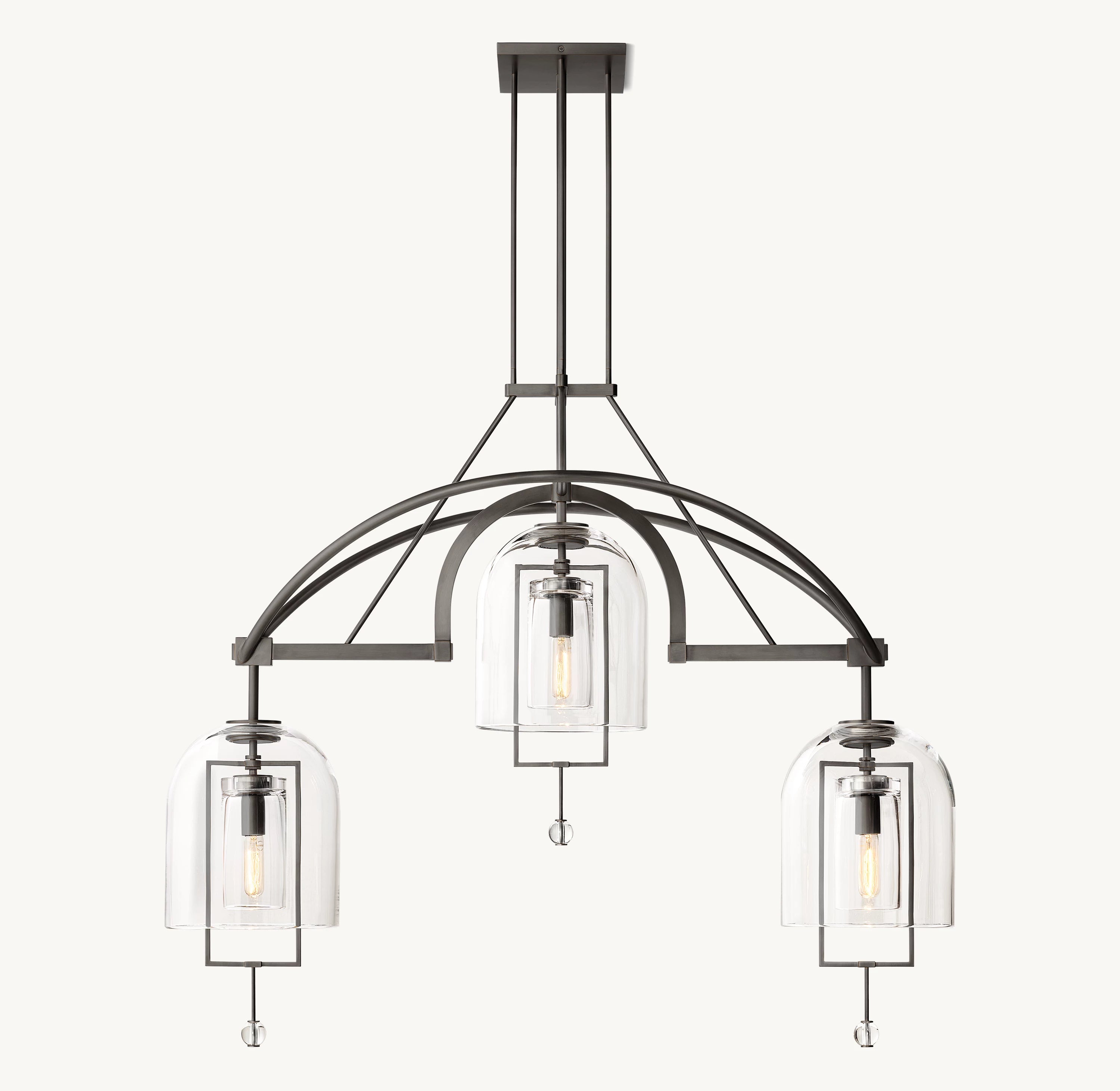 48 Inch Bell Glass Linear Chandelier - Fulcrum