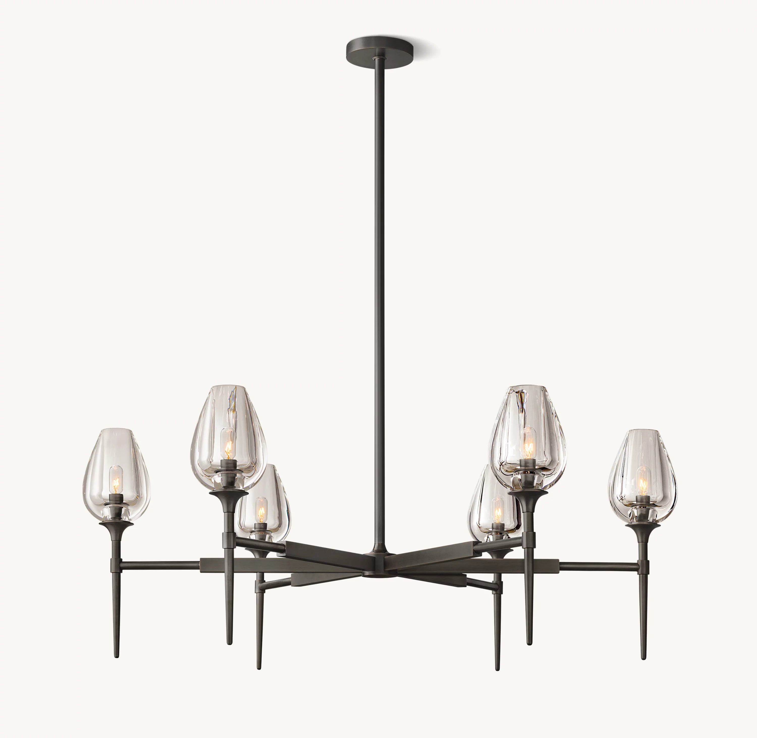 42 Inch Torchiere Crystal Arm Chandelier - Tulip