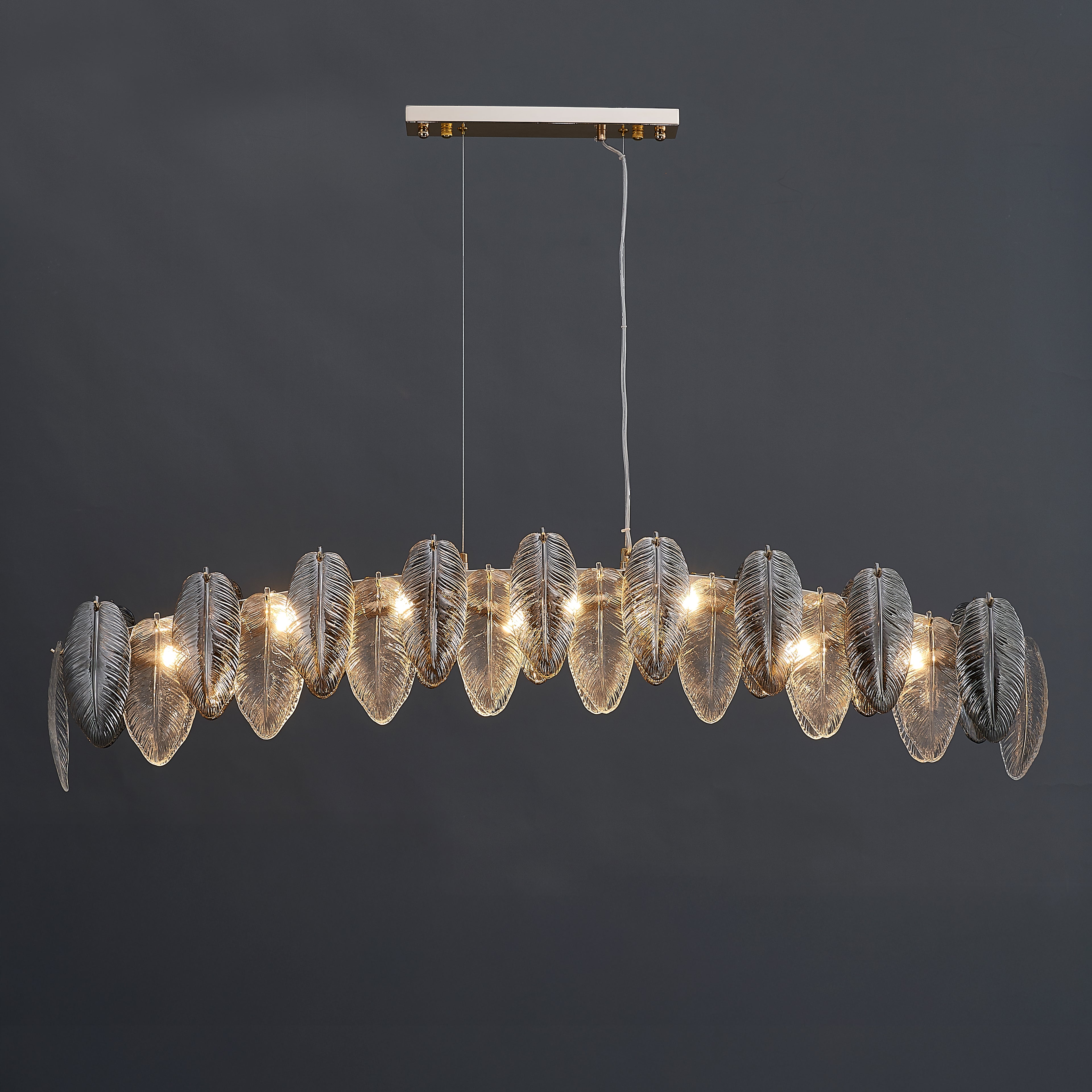 47 inch Feathered Linear Chandelier - Zephyra