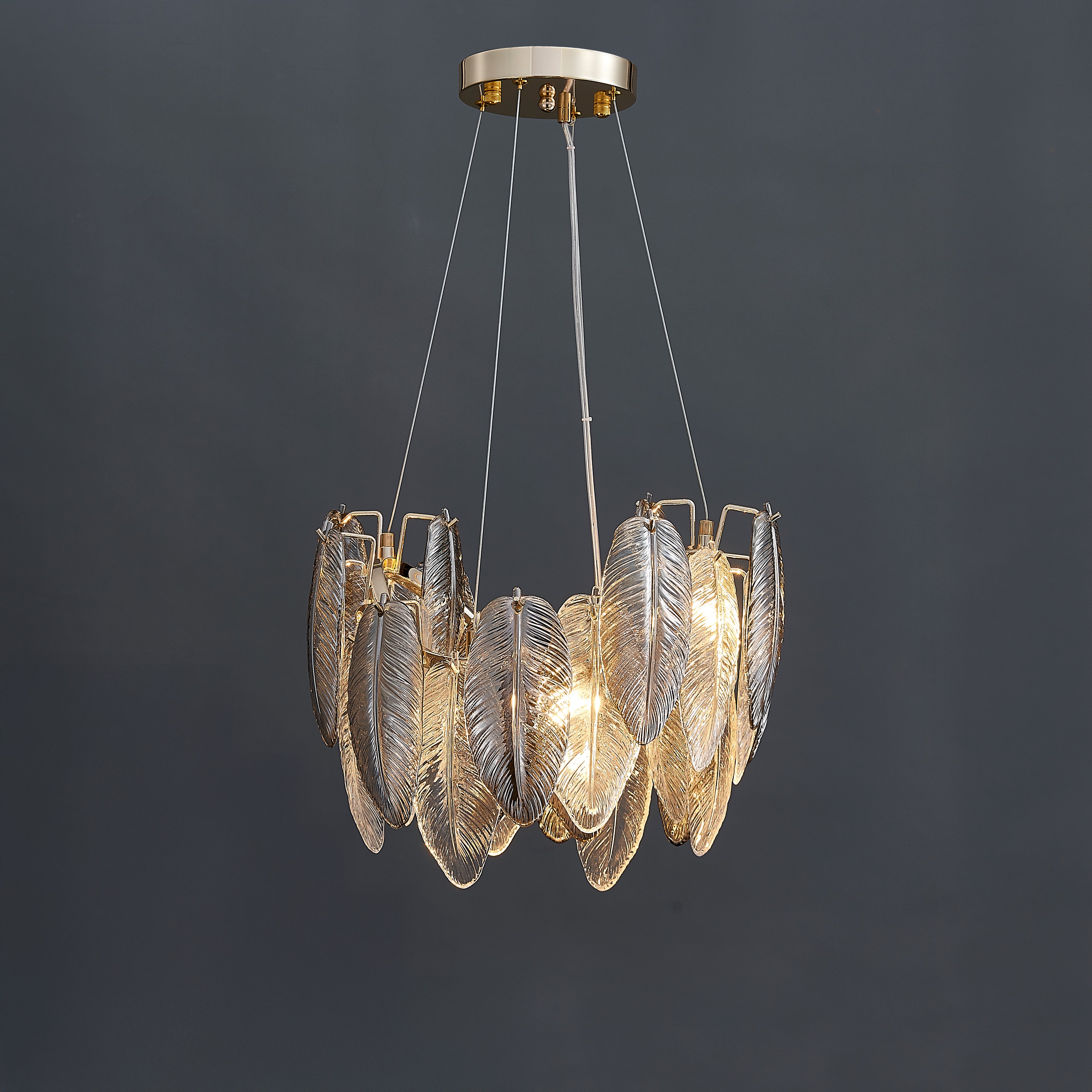 16 Inch Feathered Round Chandelier - Zephyra