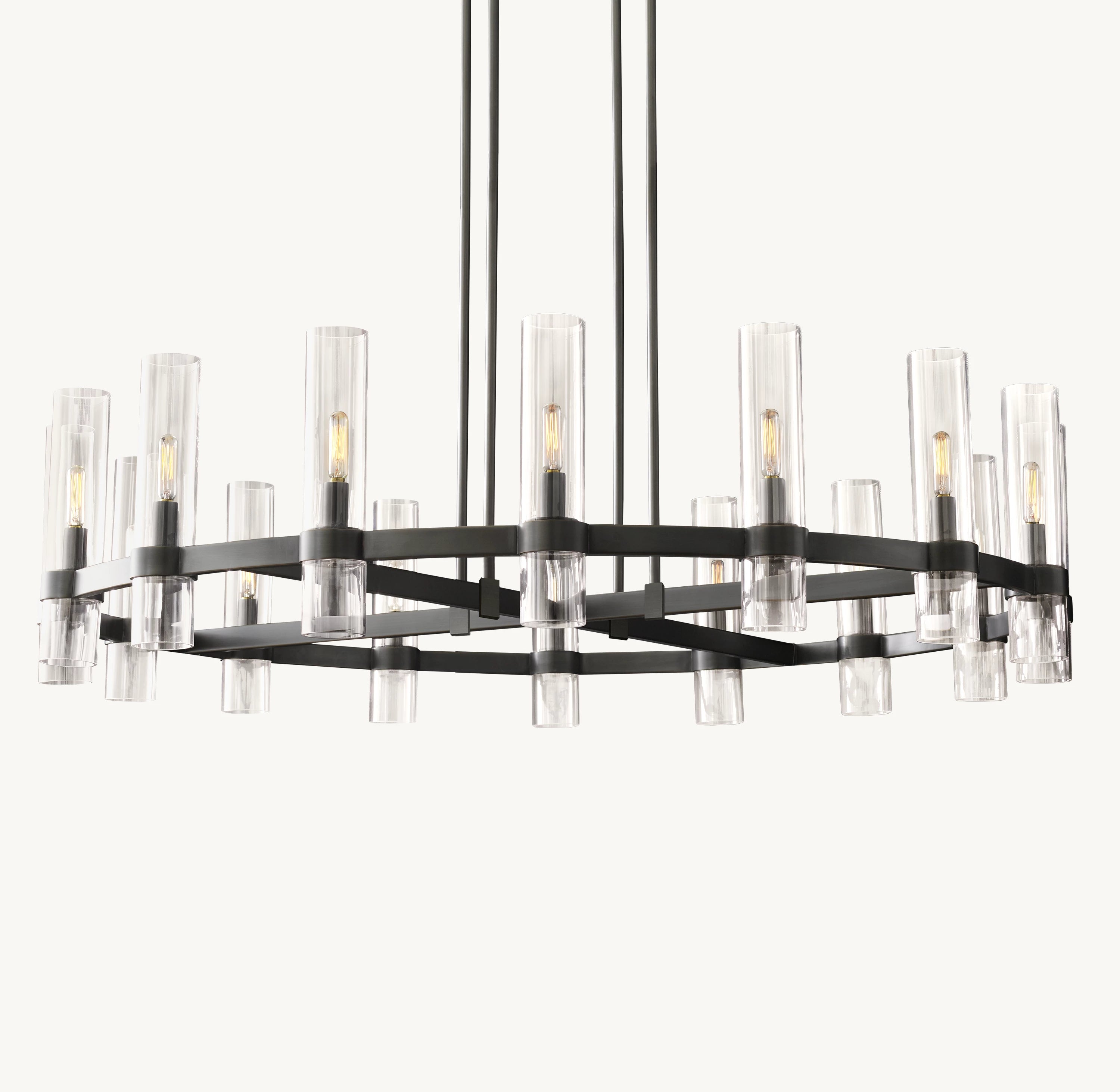 48 Inch Cylindrical Glass Candle Round Chandelier - Ravelle