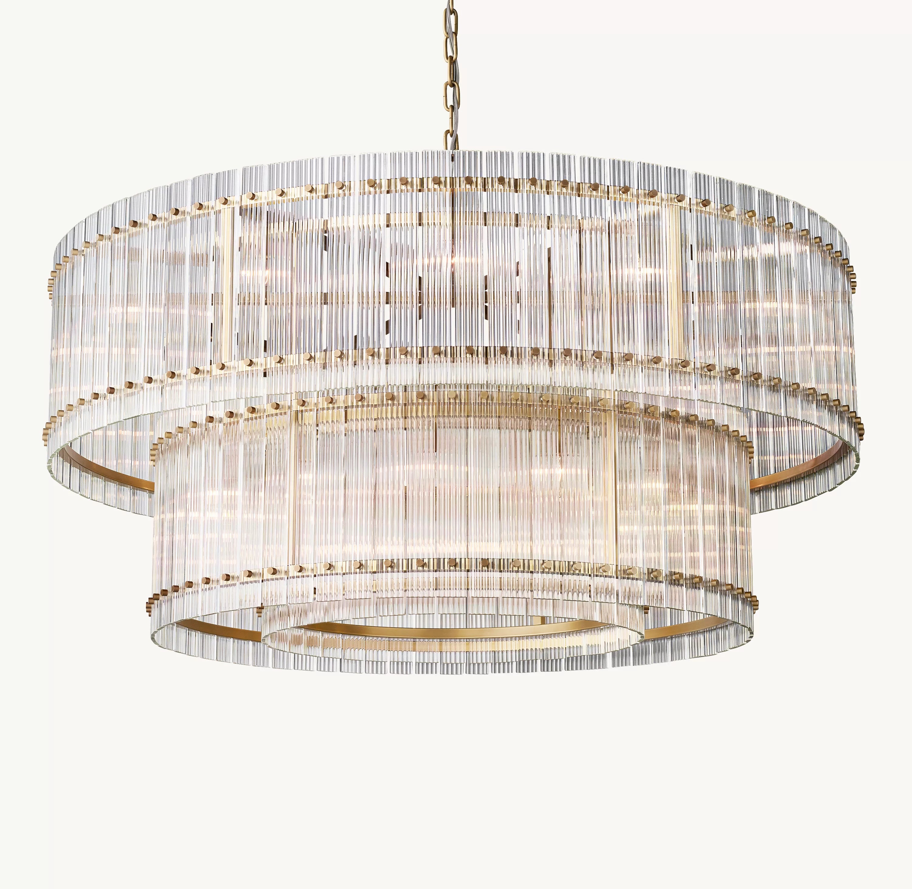 60 Inch Ribbed Glass Two-Tier Chandelier - San Marco