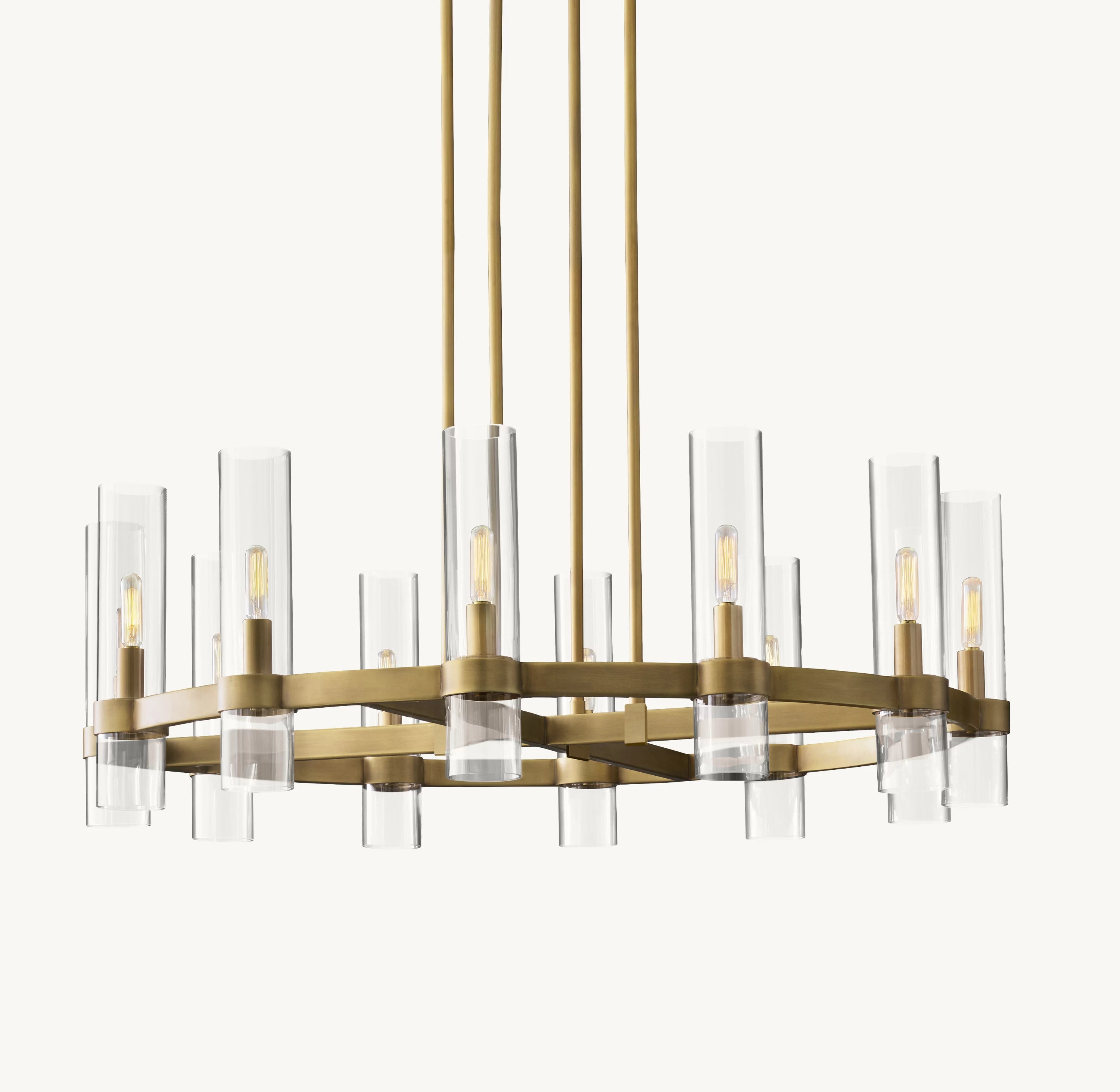 36 Inch Cylindrical Glass Candle Round Chandelier - Ravelle