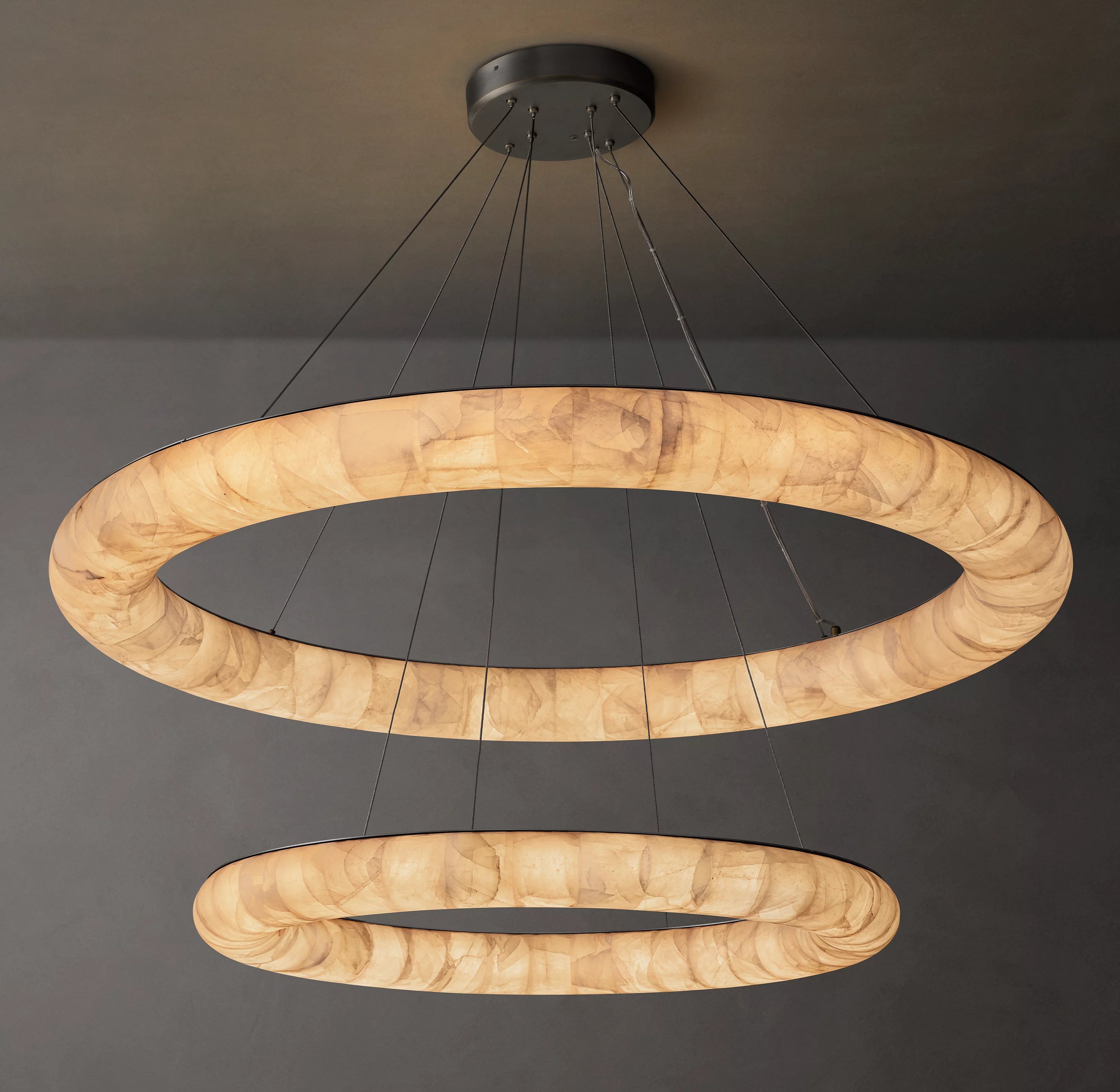 60 Inch Lisse Two-Tier Alabaster Chandelier - Rivage