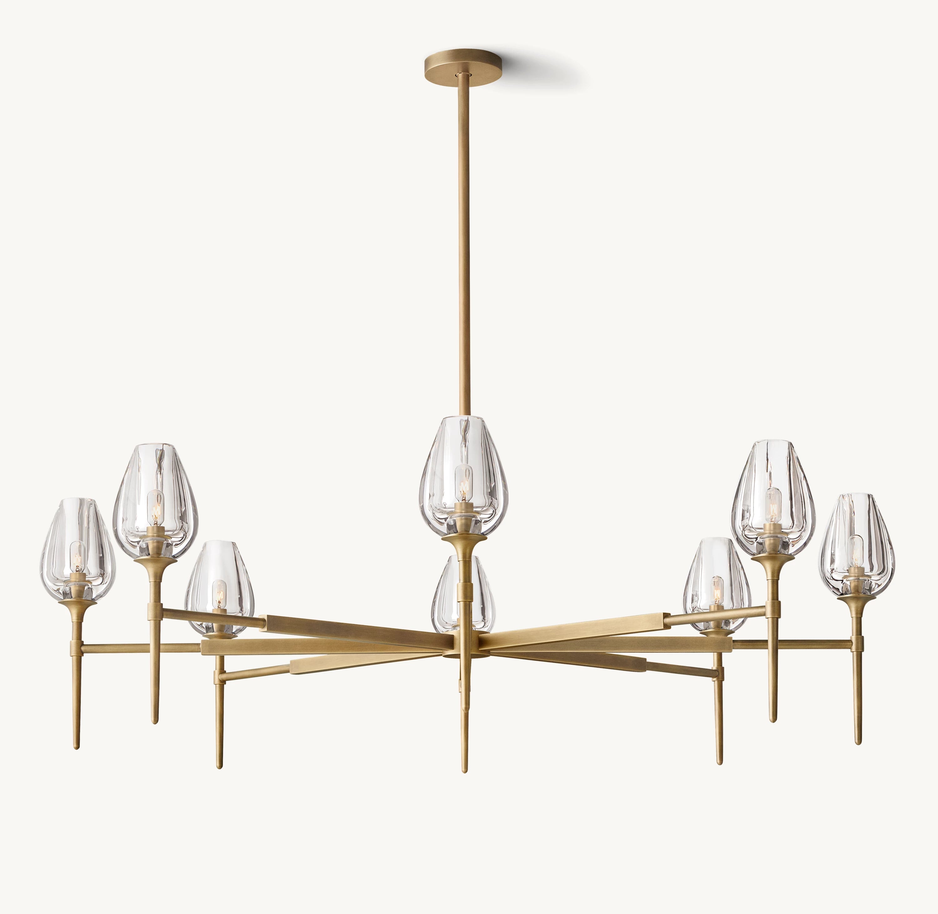54 Inch Torchiere Crystal Arm Chandelier - Tulip
